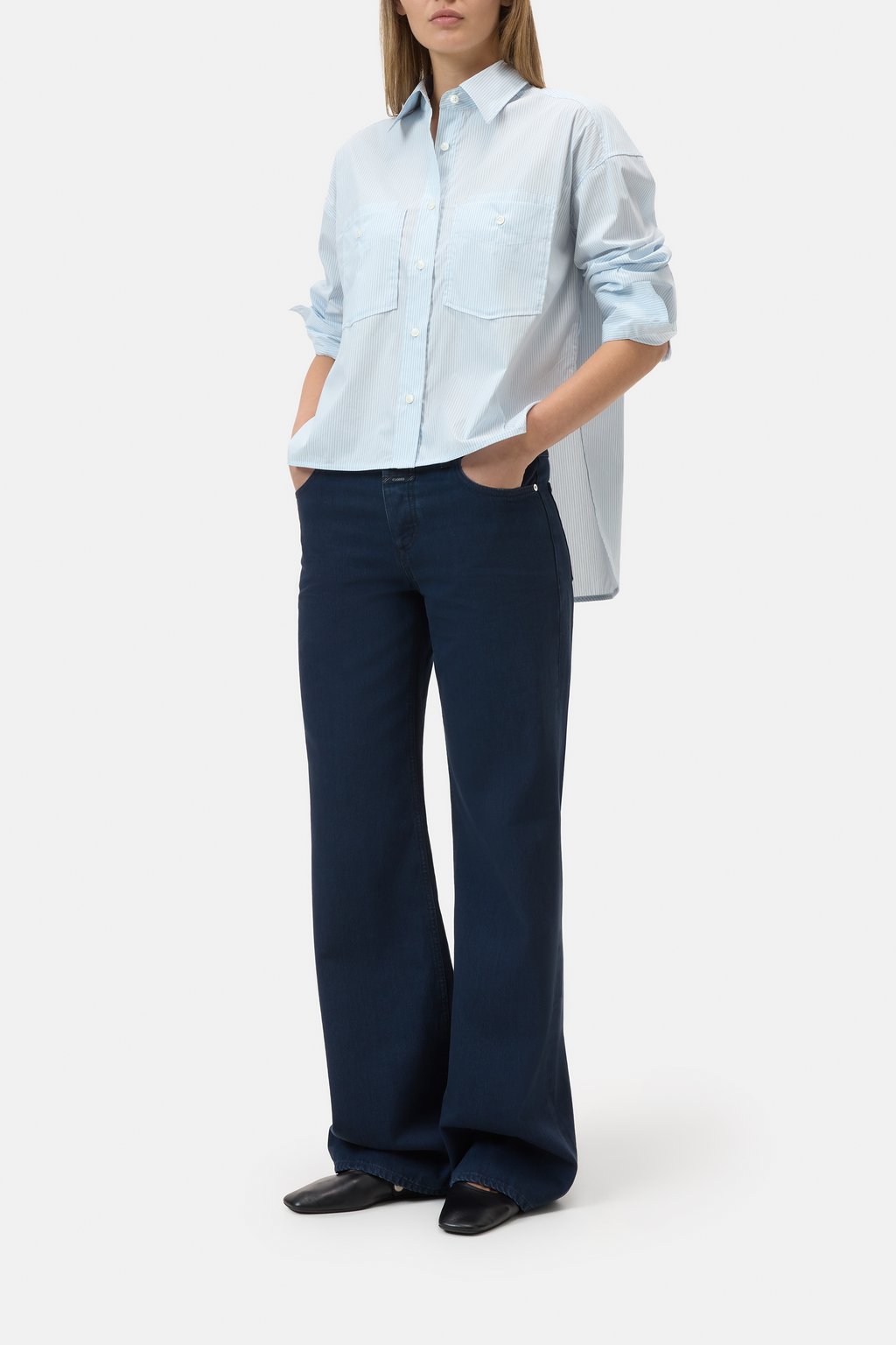 Oversized-Bluse mit verk&uuml;rzter Front