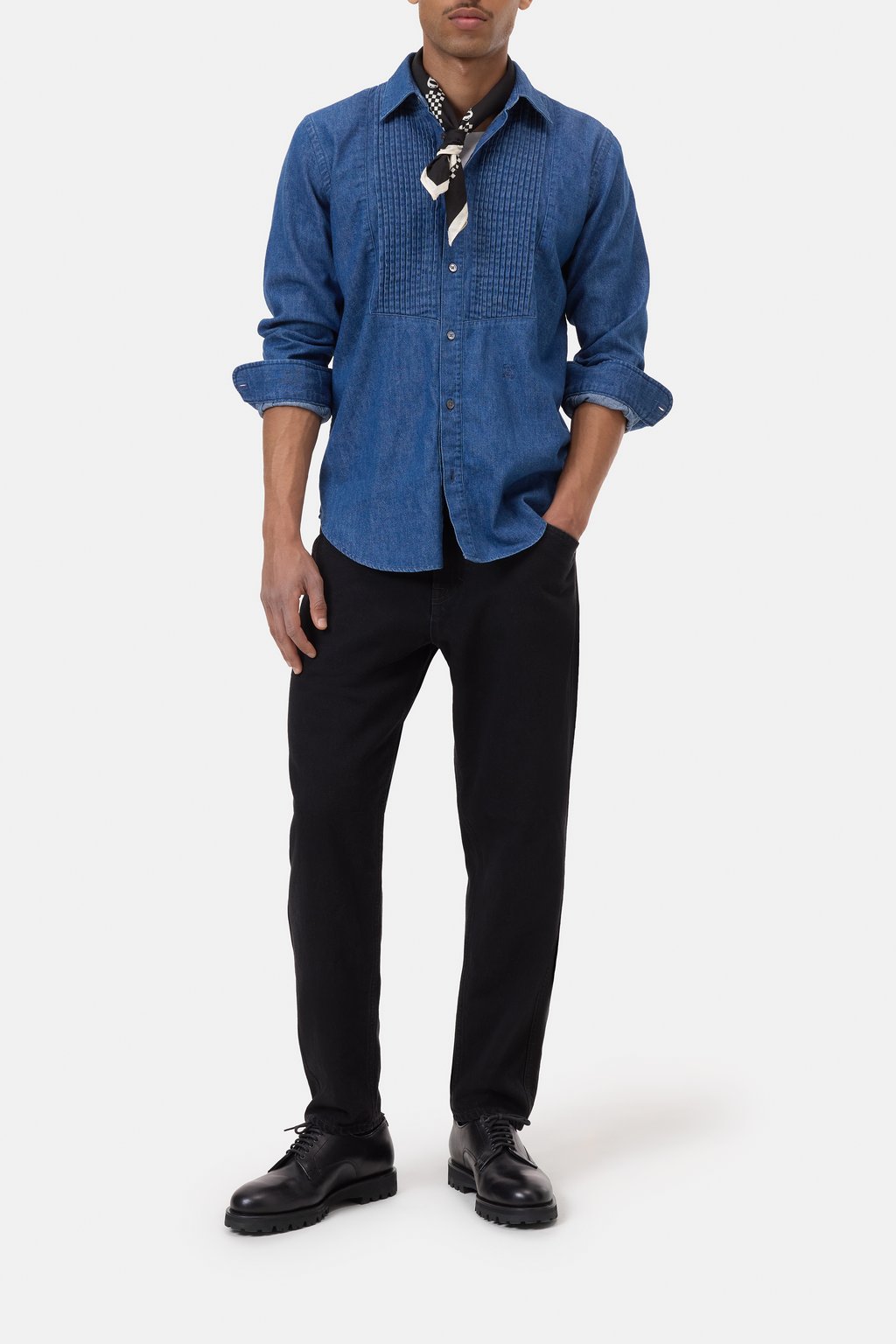 Pintuck-Hemd aus Baumwoll-Hanf-Mix