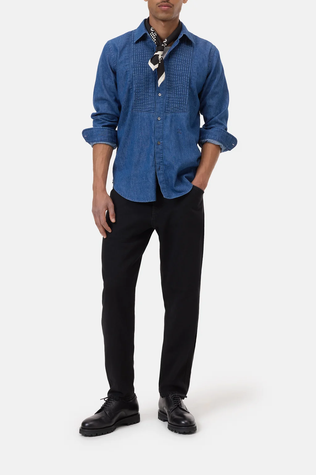 Pintuck-Hemd aus Baumwoll-Hanf-Mix