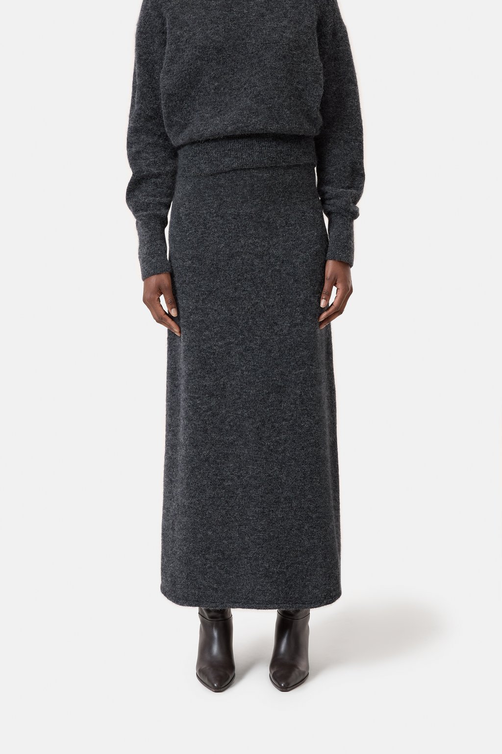 Langer Strickrock aus Alpaka-Wollmix
