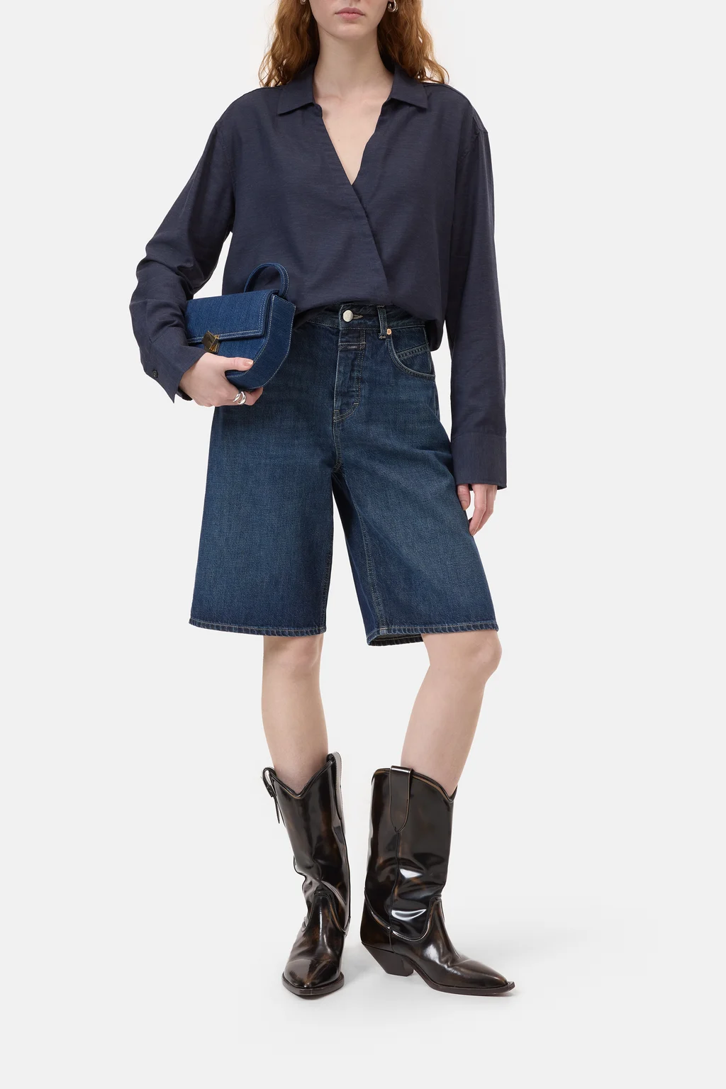 Asymmetrische Bluse aus Baumwolle-Mix