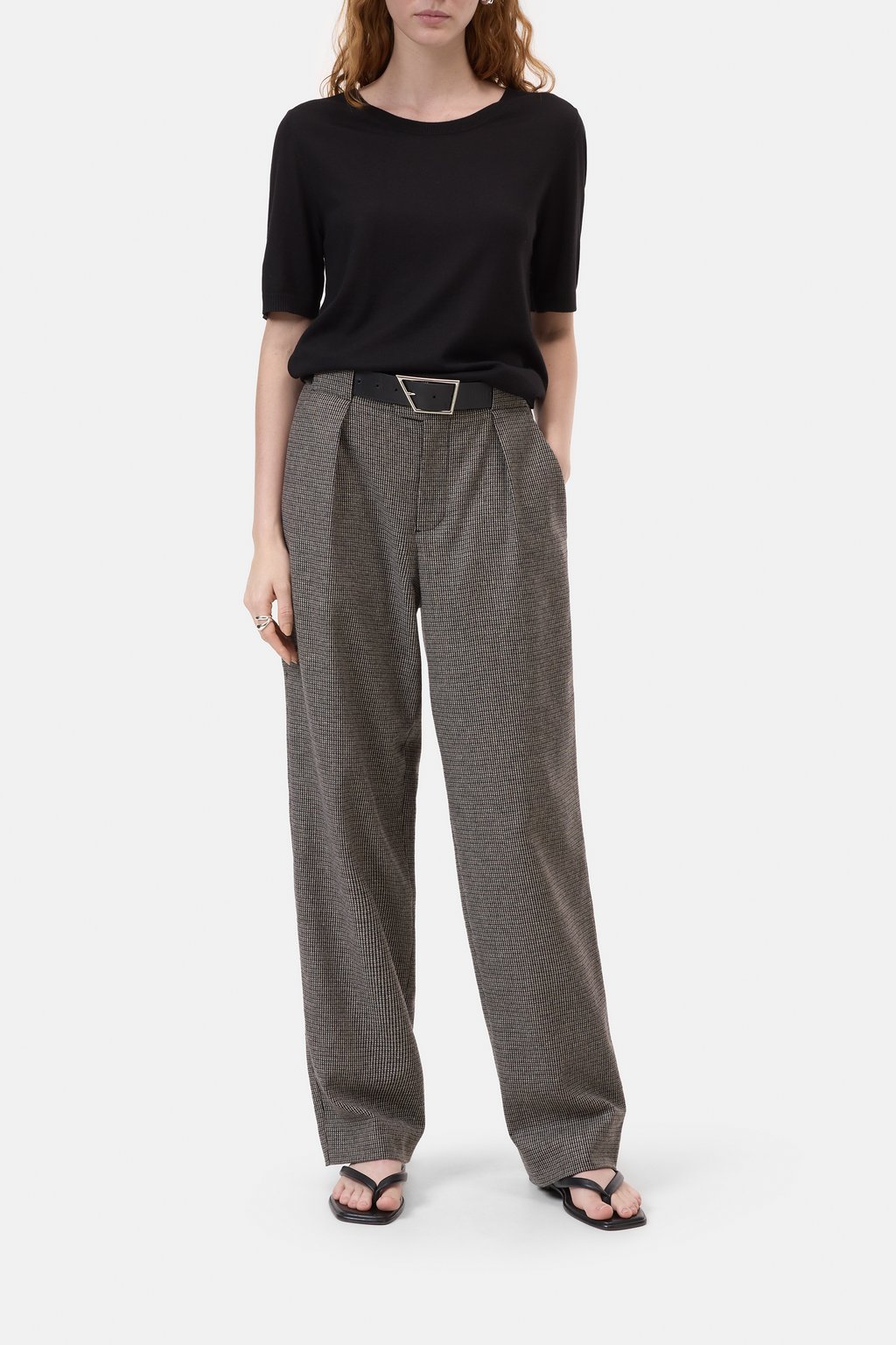 Kurzarmshirt aus Woll-Seiden-Mix