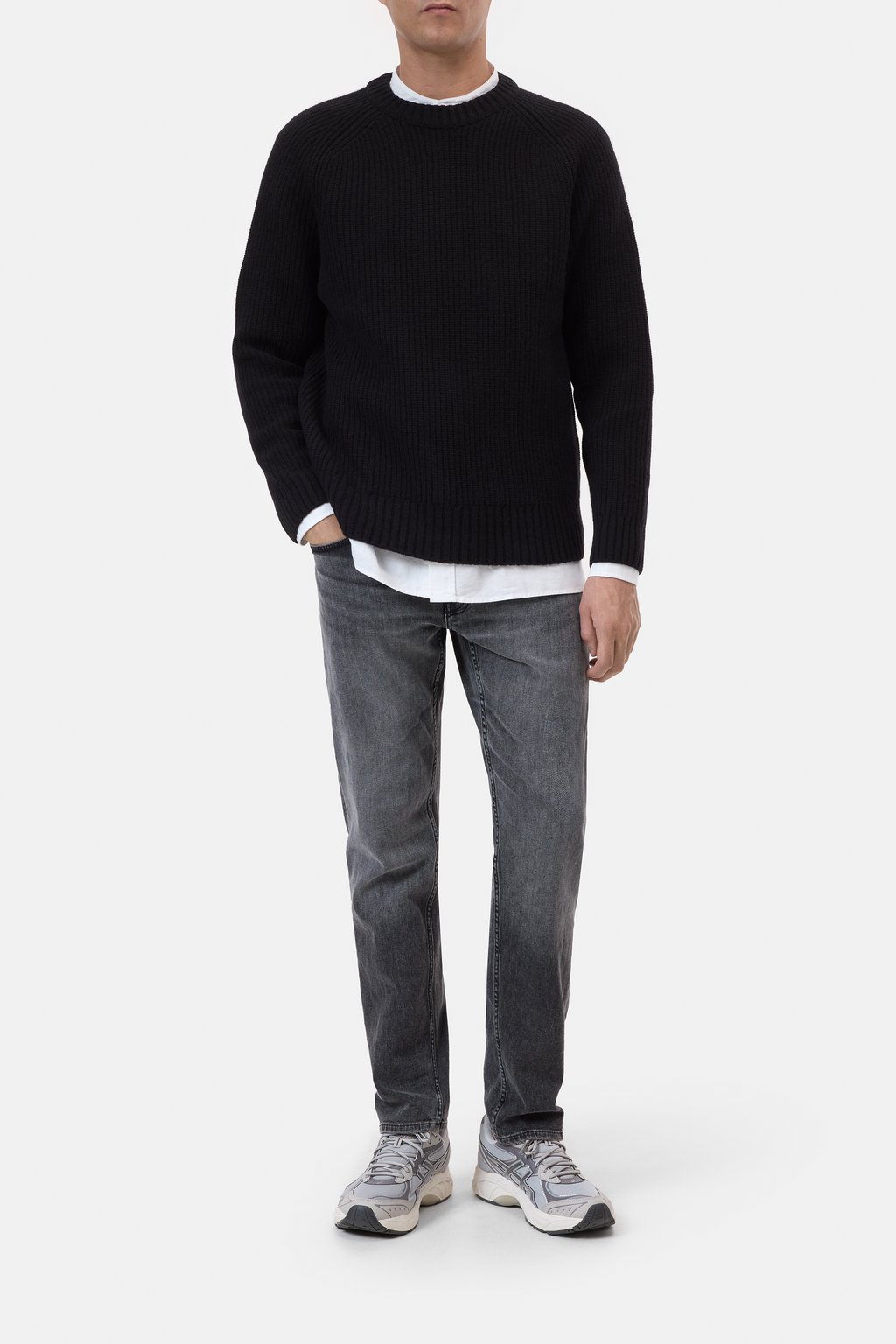 Gerippter Strickpullover aus reiner Wolle