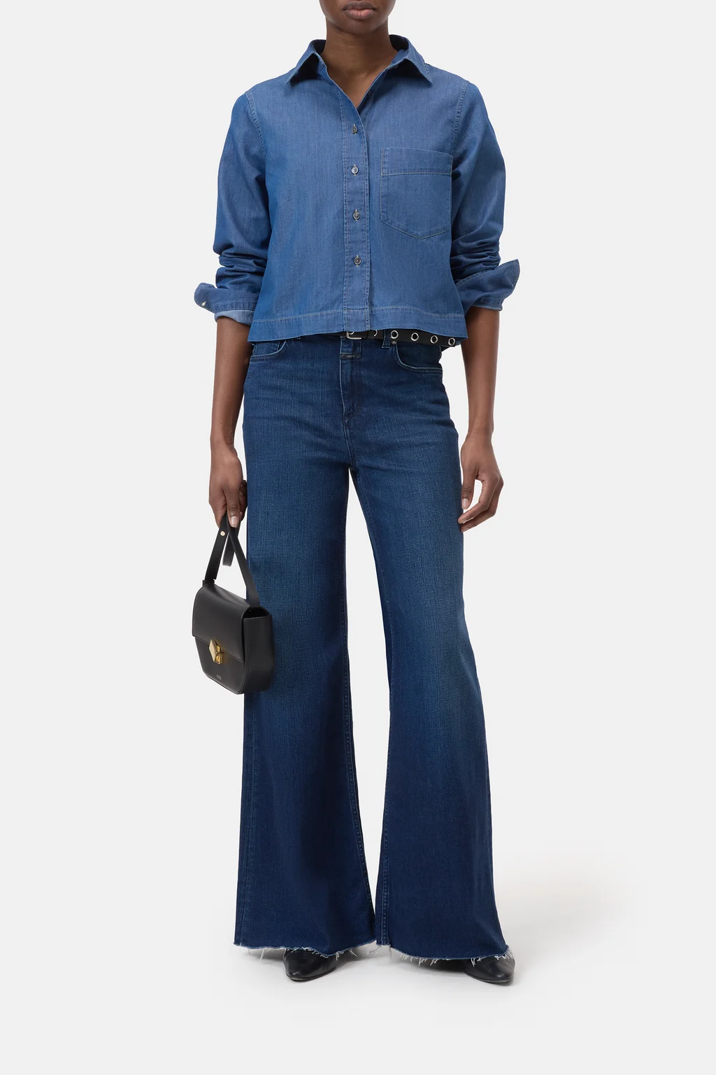 Verk&uuml;rzte Denim-Bluse