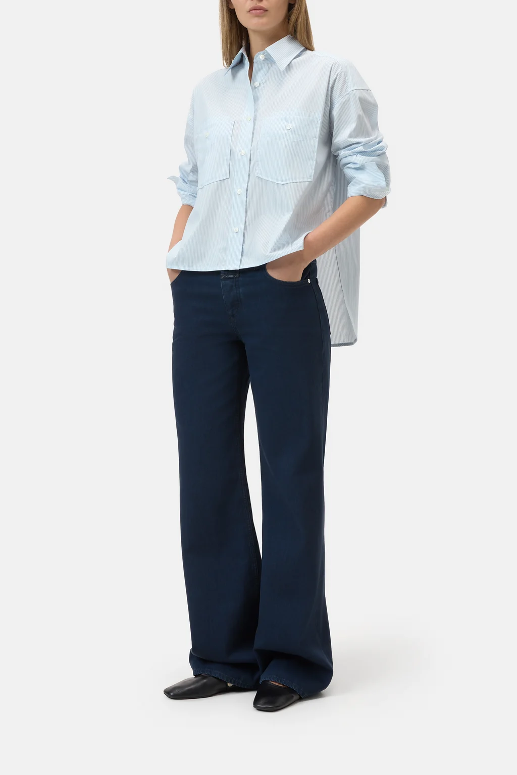 Oversized-Bluse mit verk&uuml;rzter Front