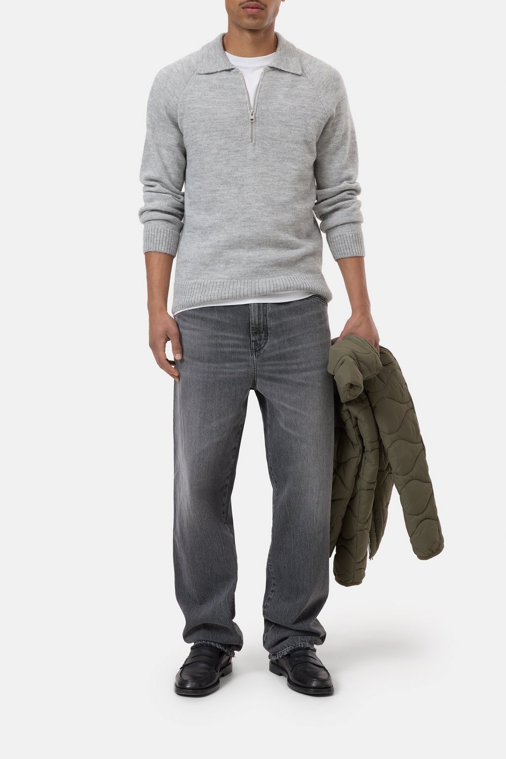 Polo-Strickpullover mit Zip