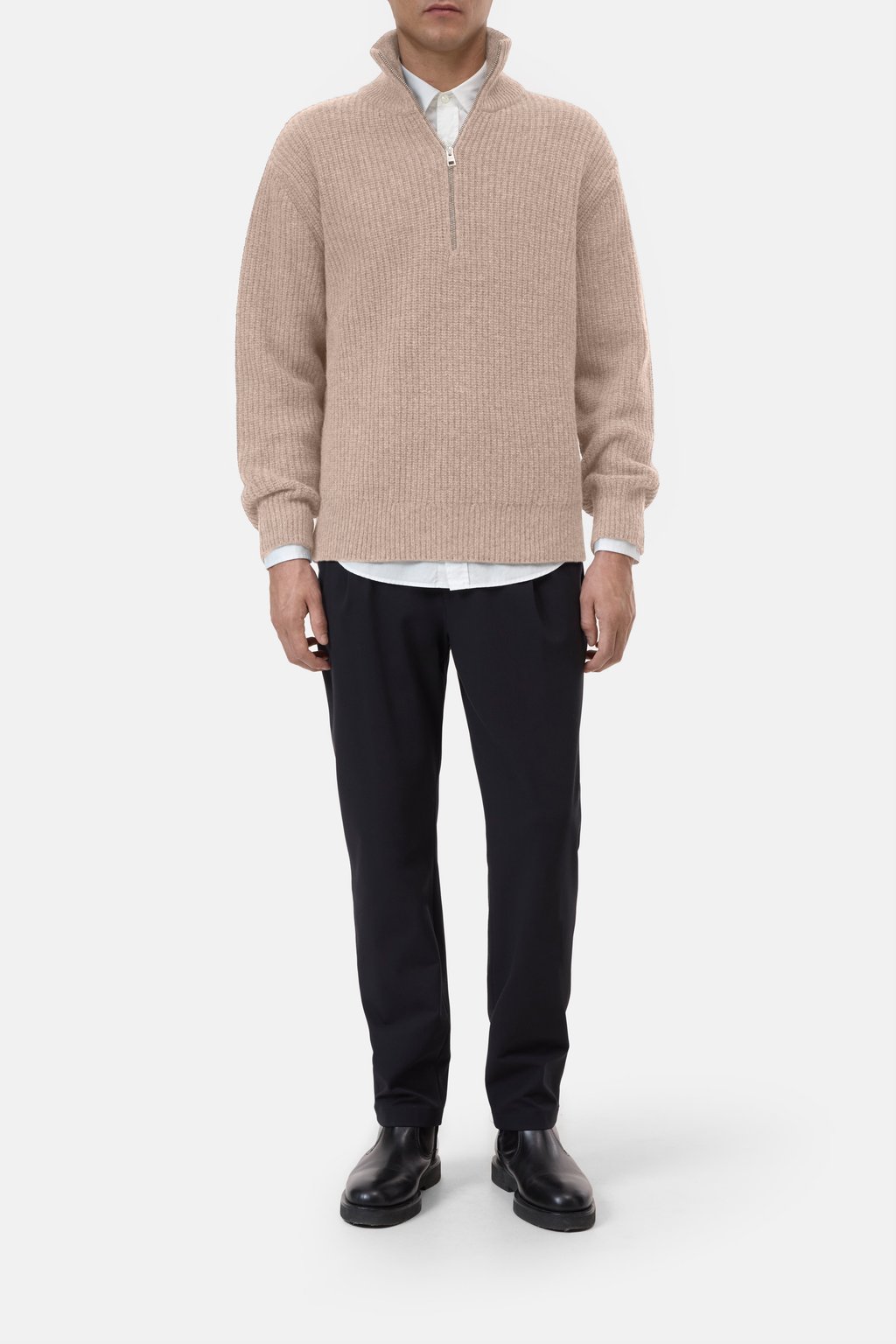 Woll-Pullover mit Rei&szlig;verschluss