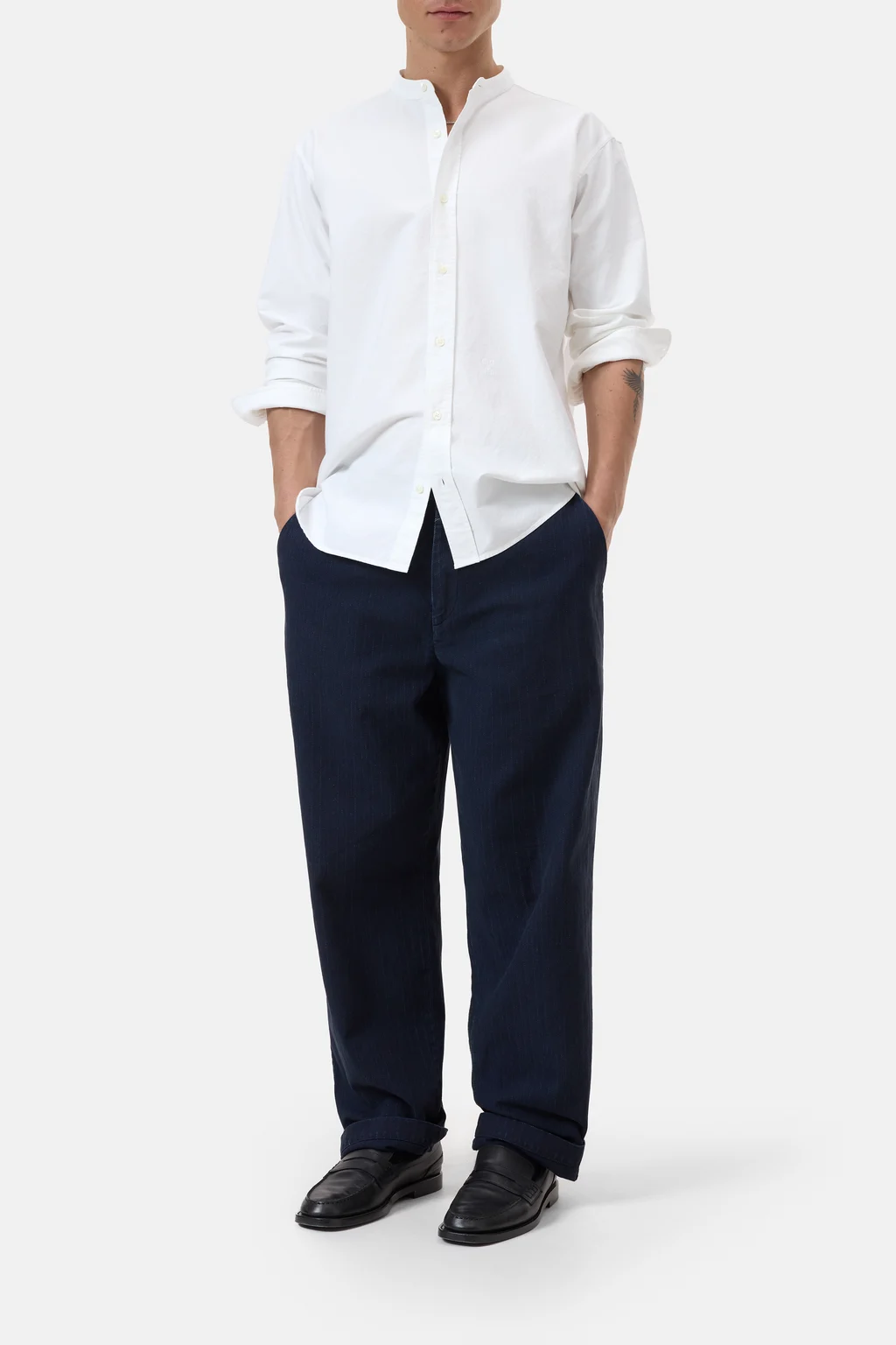 Collarless Shirt aus Bio-Baumwolle