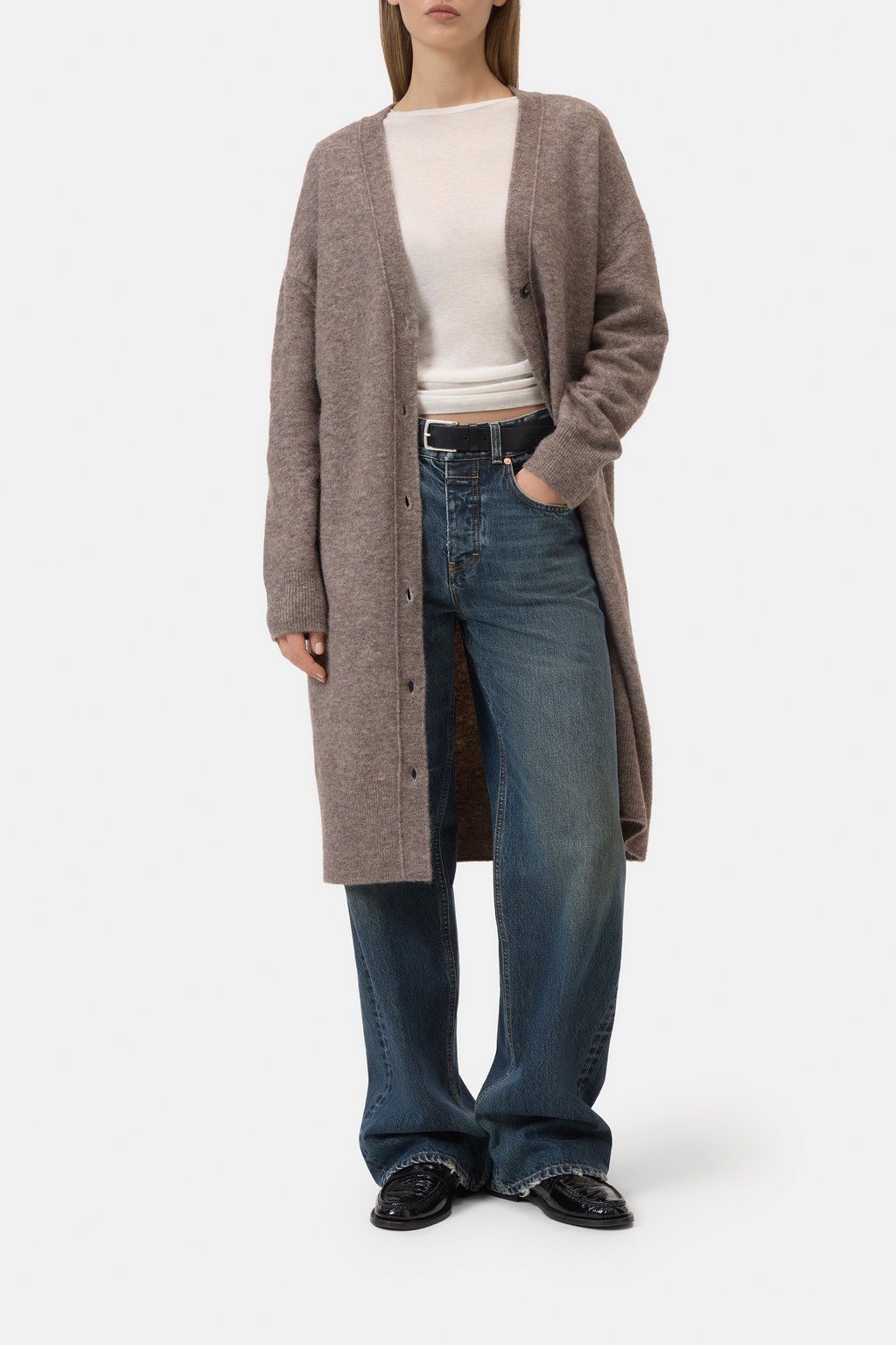 Langer Cardigan aus Alpaka-Mischung