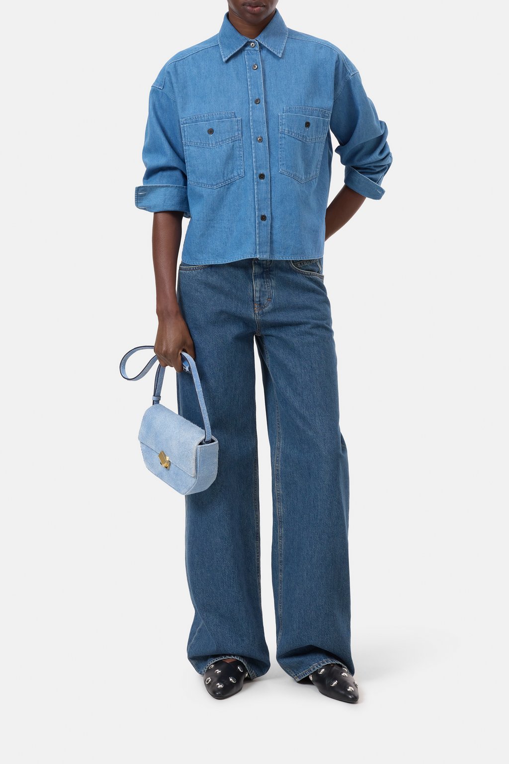 Verk&uuml;rzte Denim-Bluse