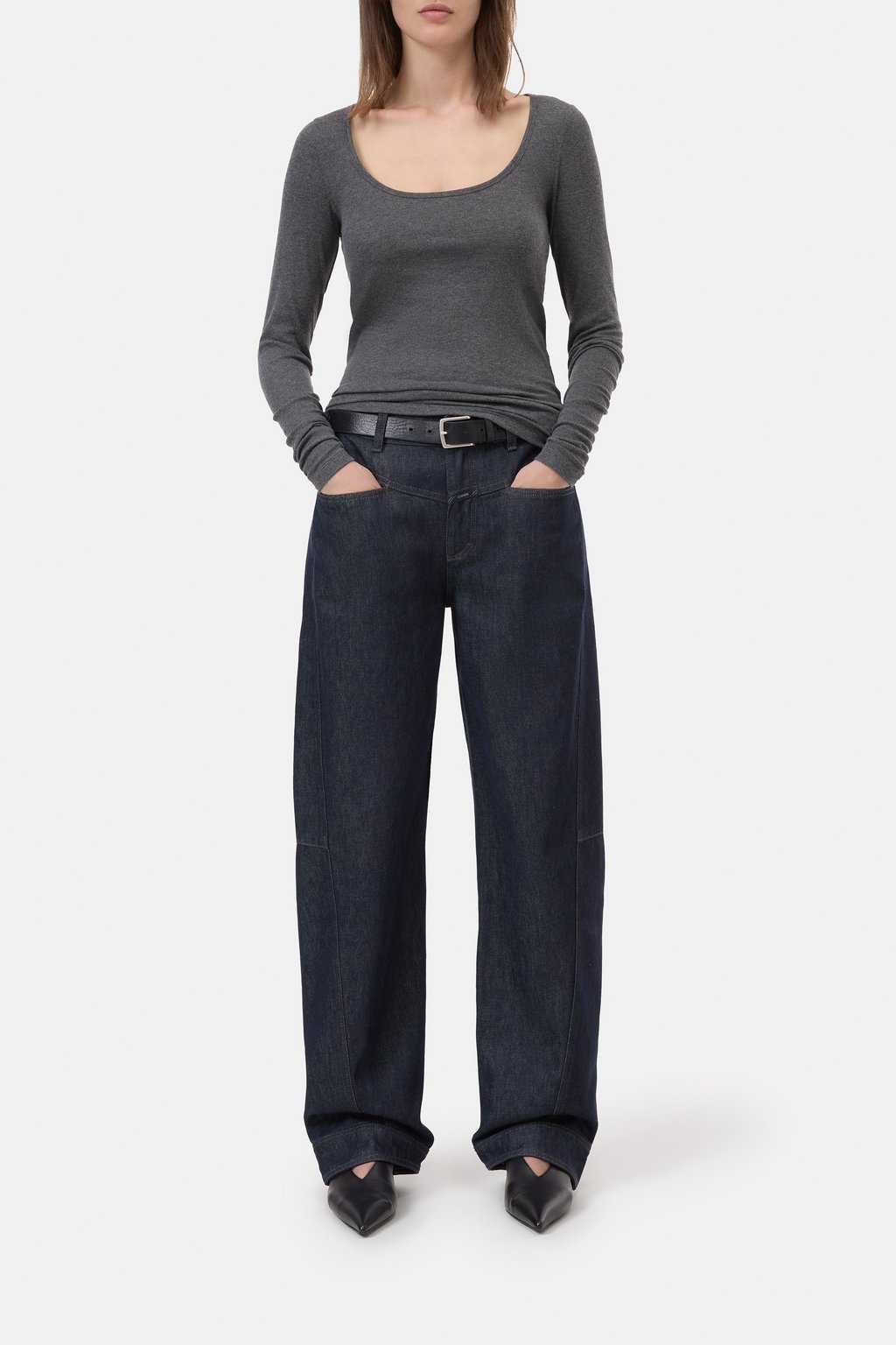 Geripptes Longsleeve aus Modal-Kaschmir-Mix