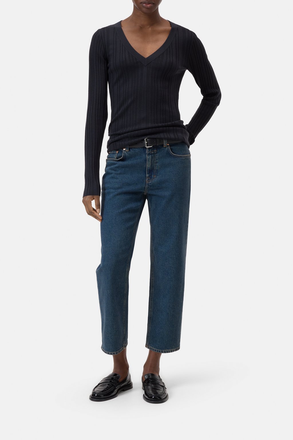 Feinstrickpullover mit V-Ausschnitt