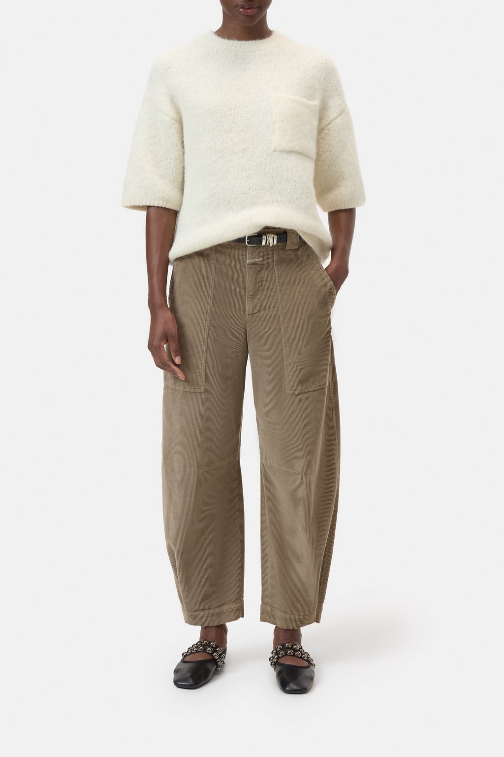 Kurzarm-Pullover aus Alpaka-Wollmix