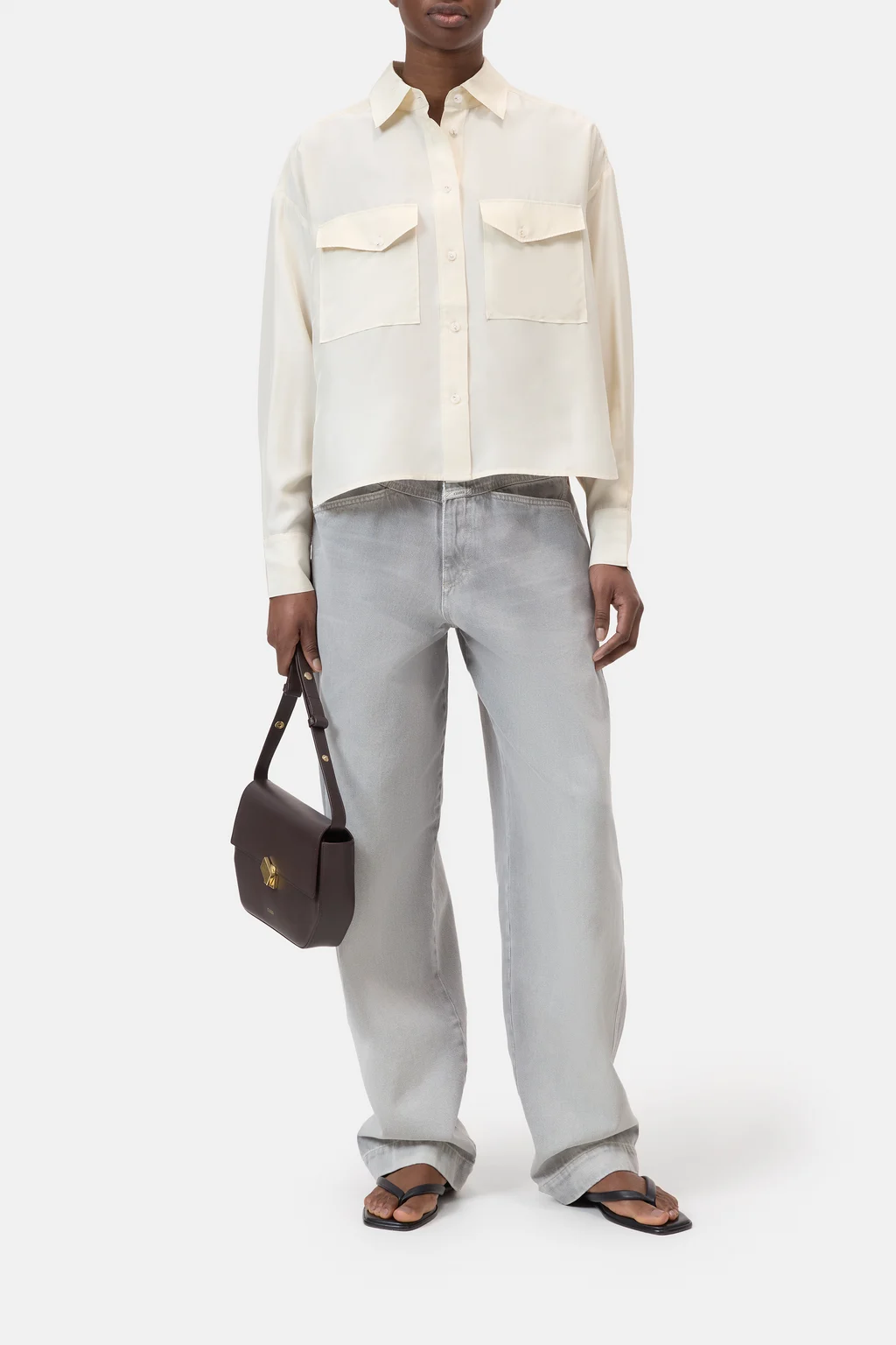 Seidenbluse mit Utility-Details