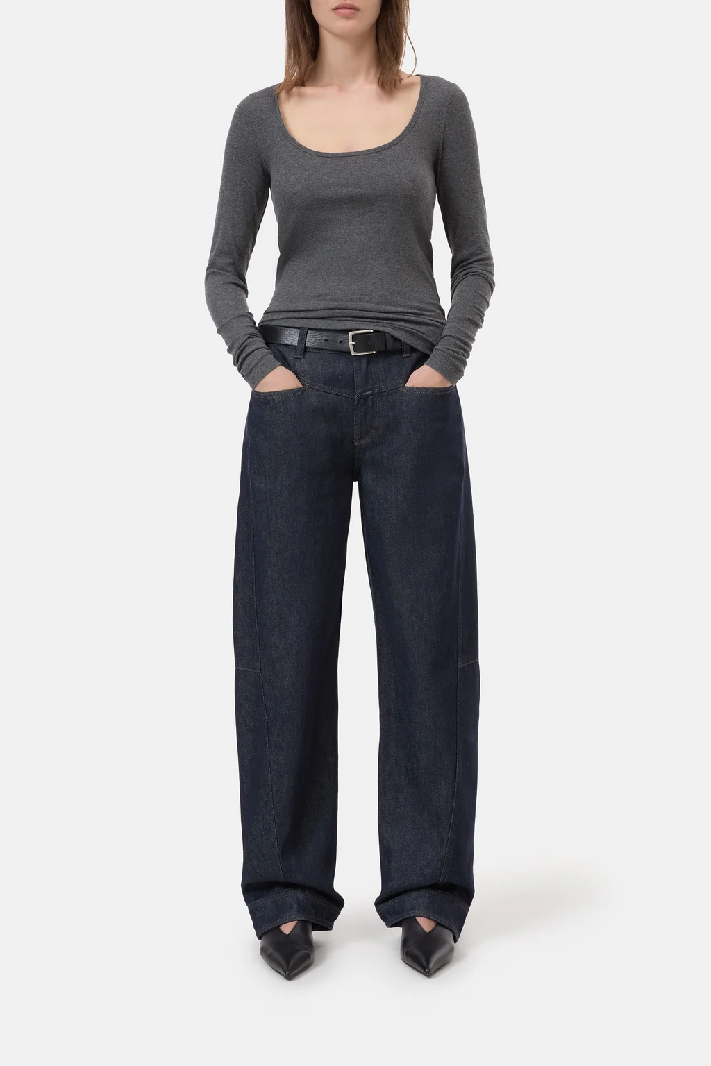 Geripptes Longsleeve aus Modal-Kaschmir-Mix