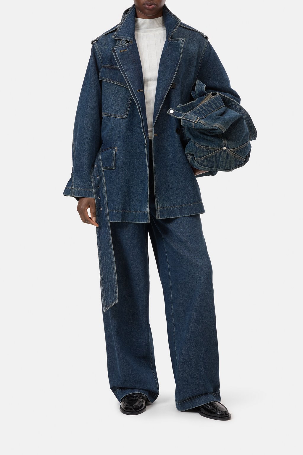 Kurzer Denim-Trenchcoat