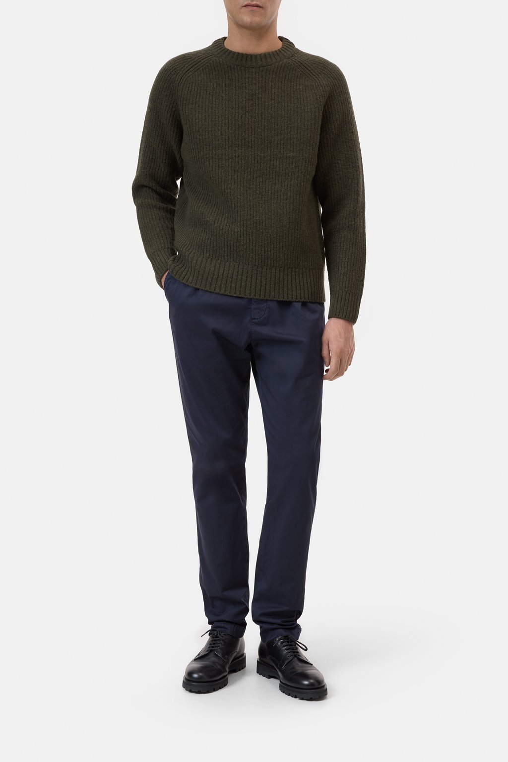 Gerippter Strickpullover aus reiner Wolle