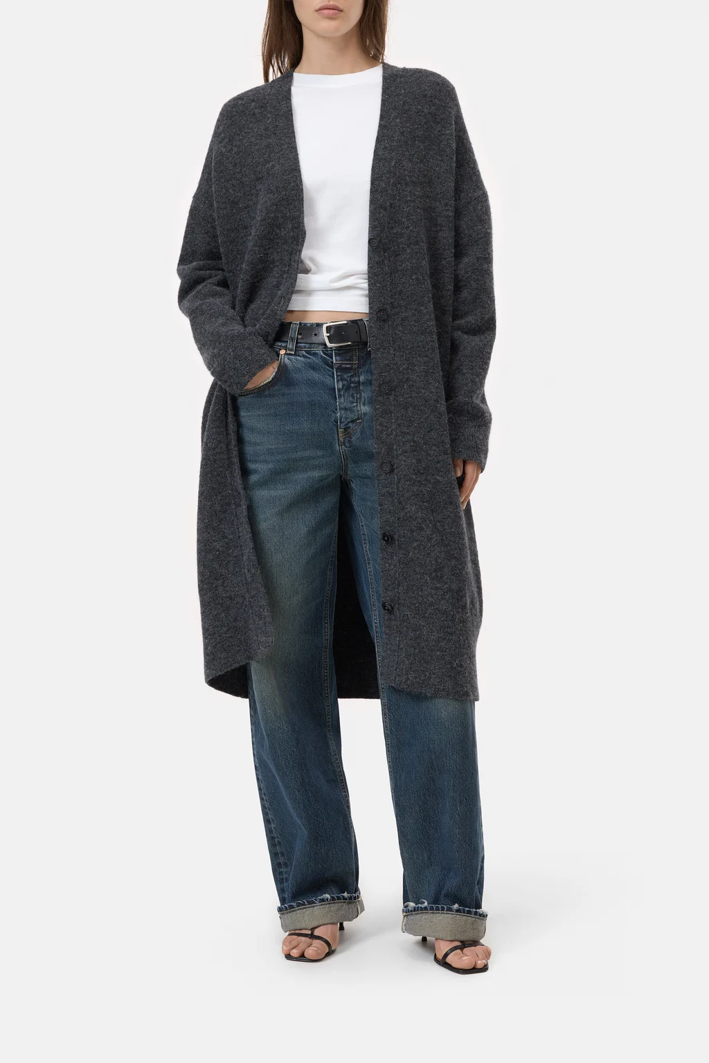 Langer Cardigan aus Alpaka-Mischung