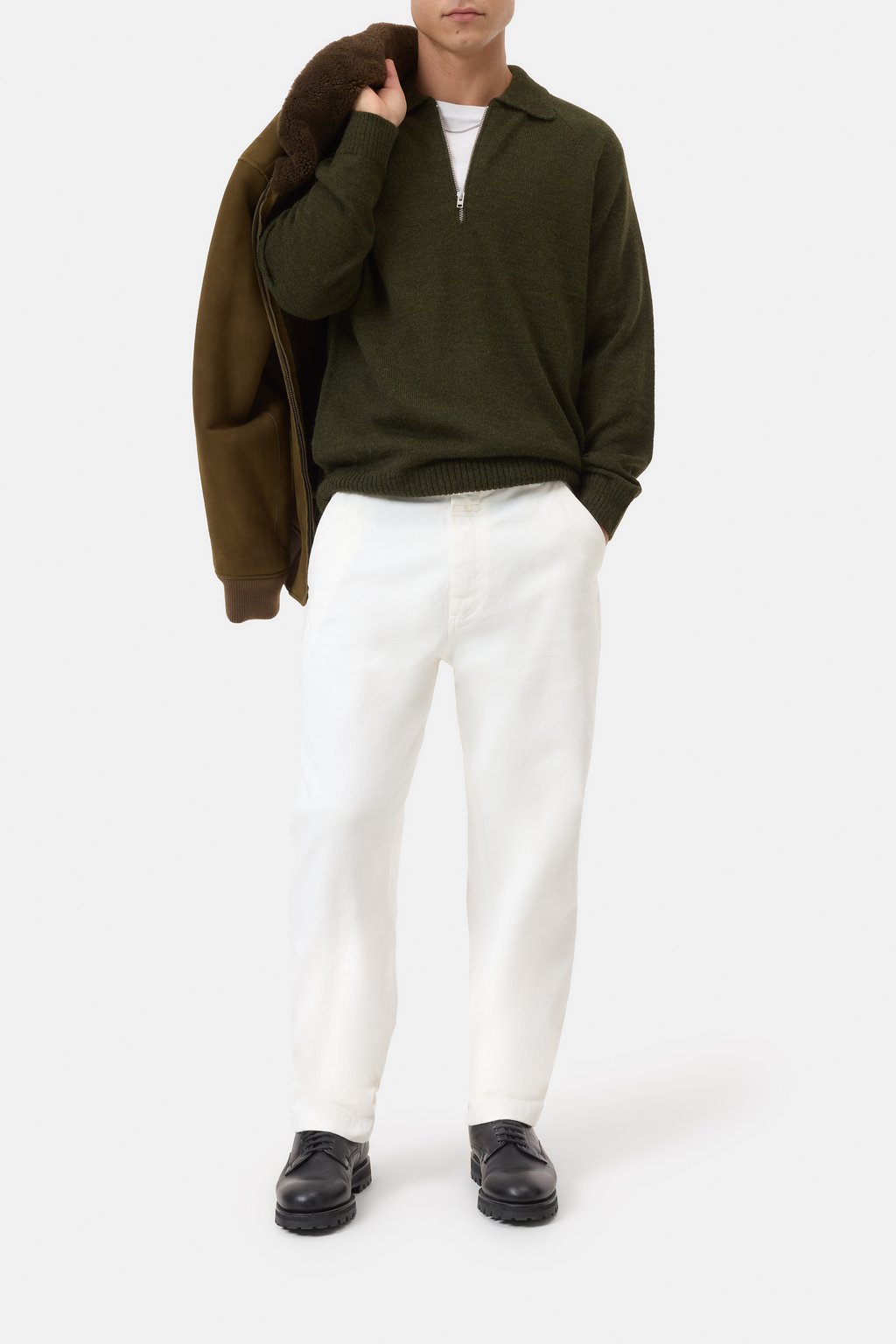 Polo-Strickpullover mit Zip