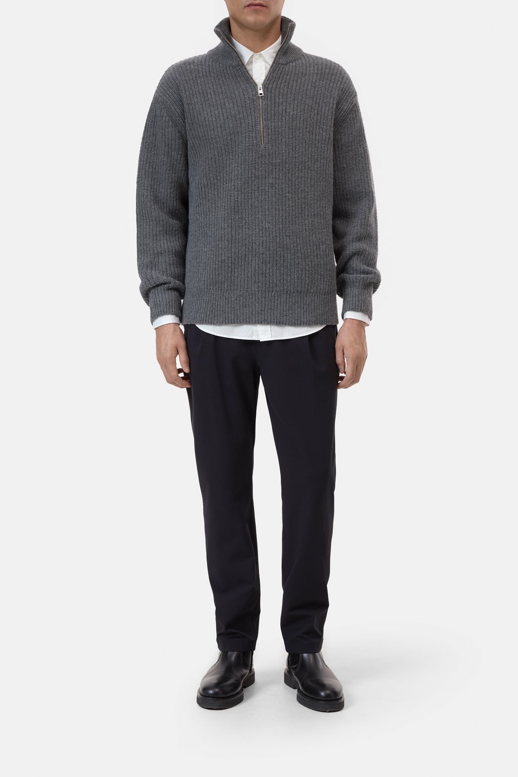 Woll-Pullover mit Rei&szlig;verschluss