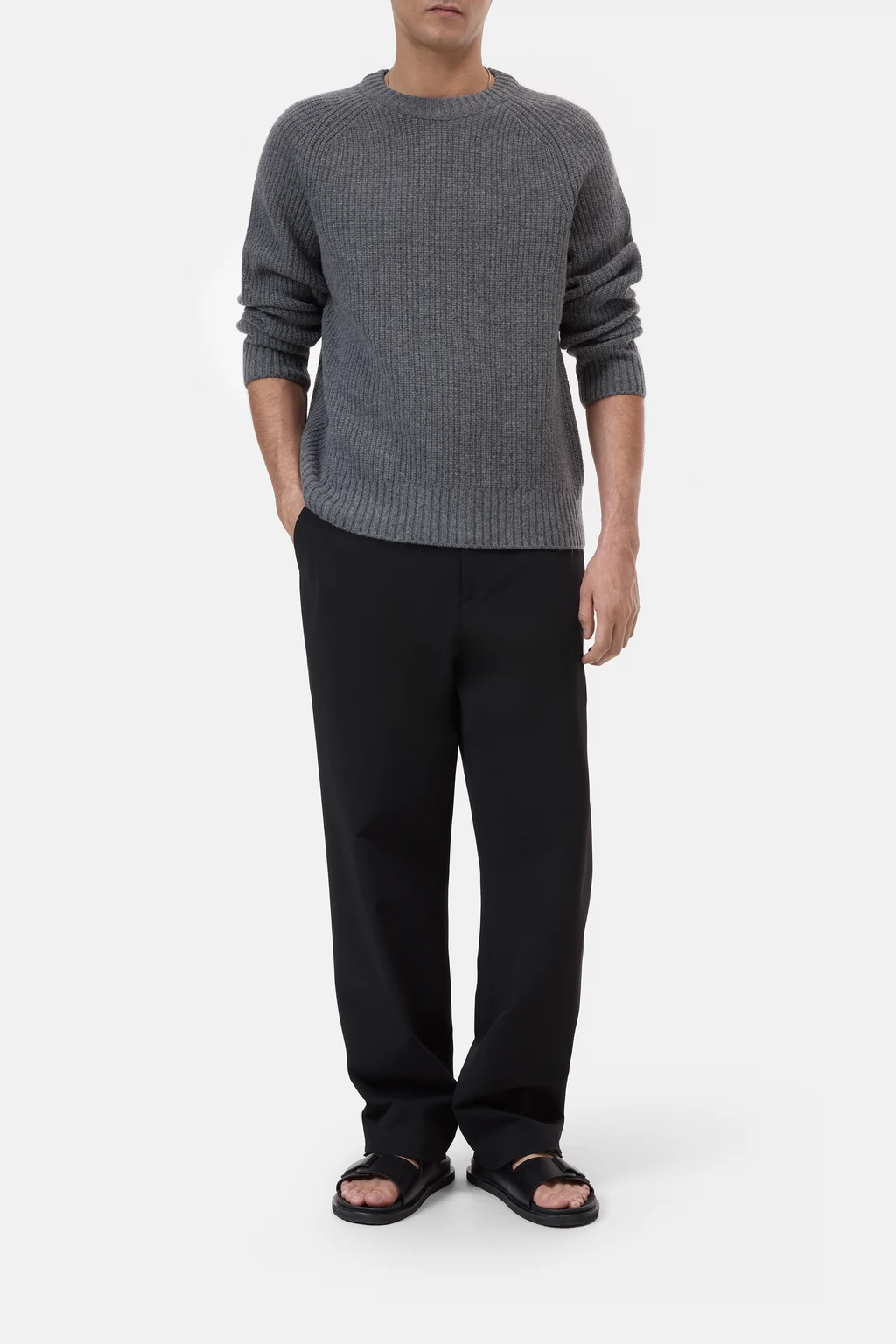 Gerippter Strickpullover aus reiner Wolle