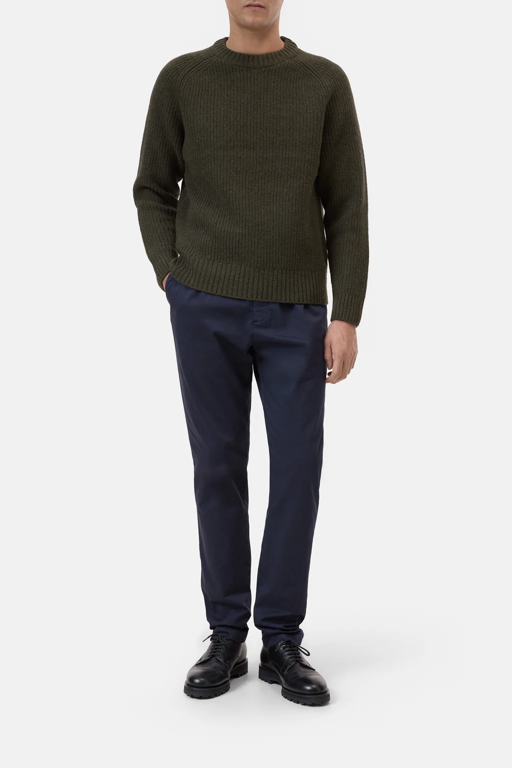 Gerippter Strickpullover aus reiner Wolle