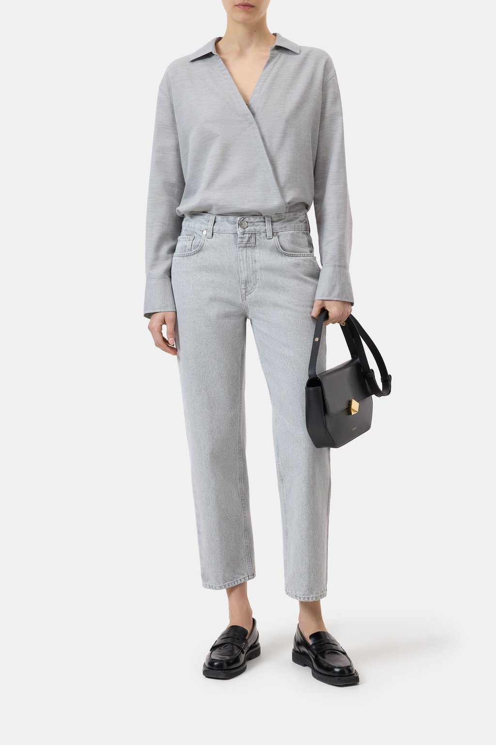 Asymmetrische Bluse aus Baumwolle-Mix