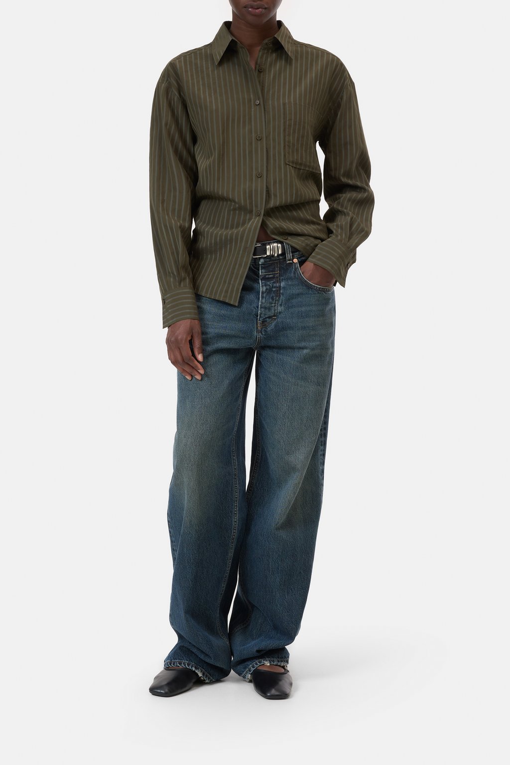 Oversized Bluse mit Streifen