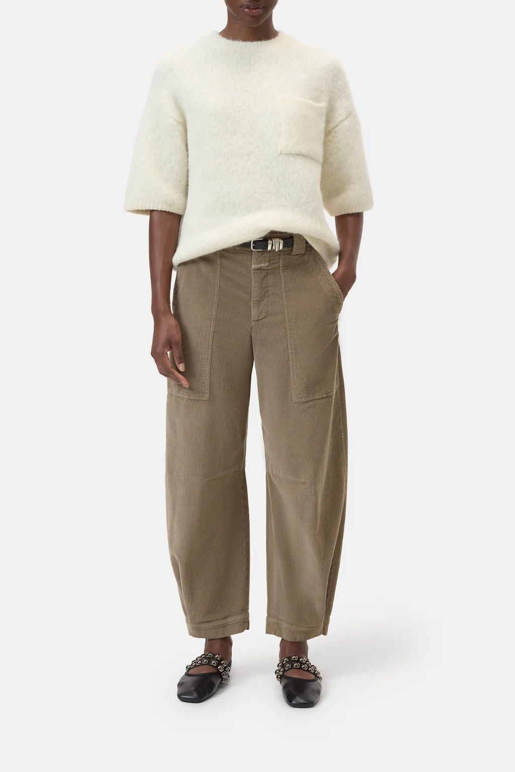 Kurzarm-Pullover aus Alpaka-Wollmix