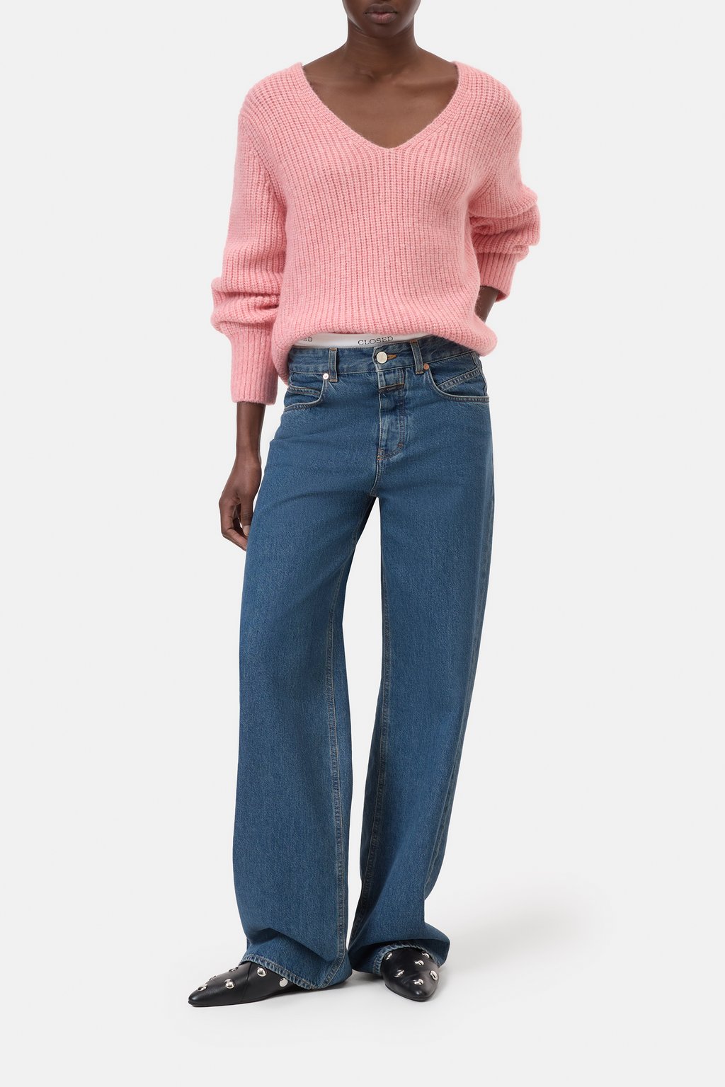 Gerippter V-Neck-Pullover