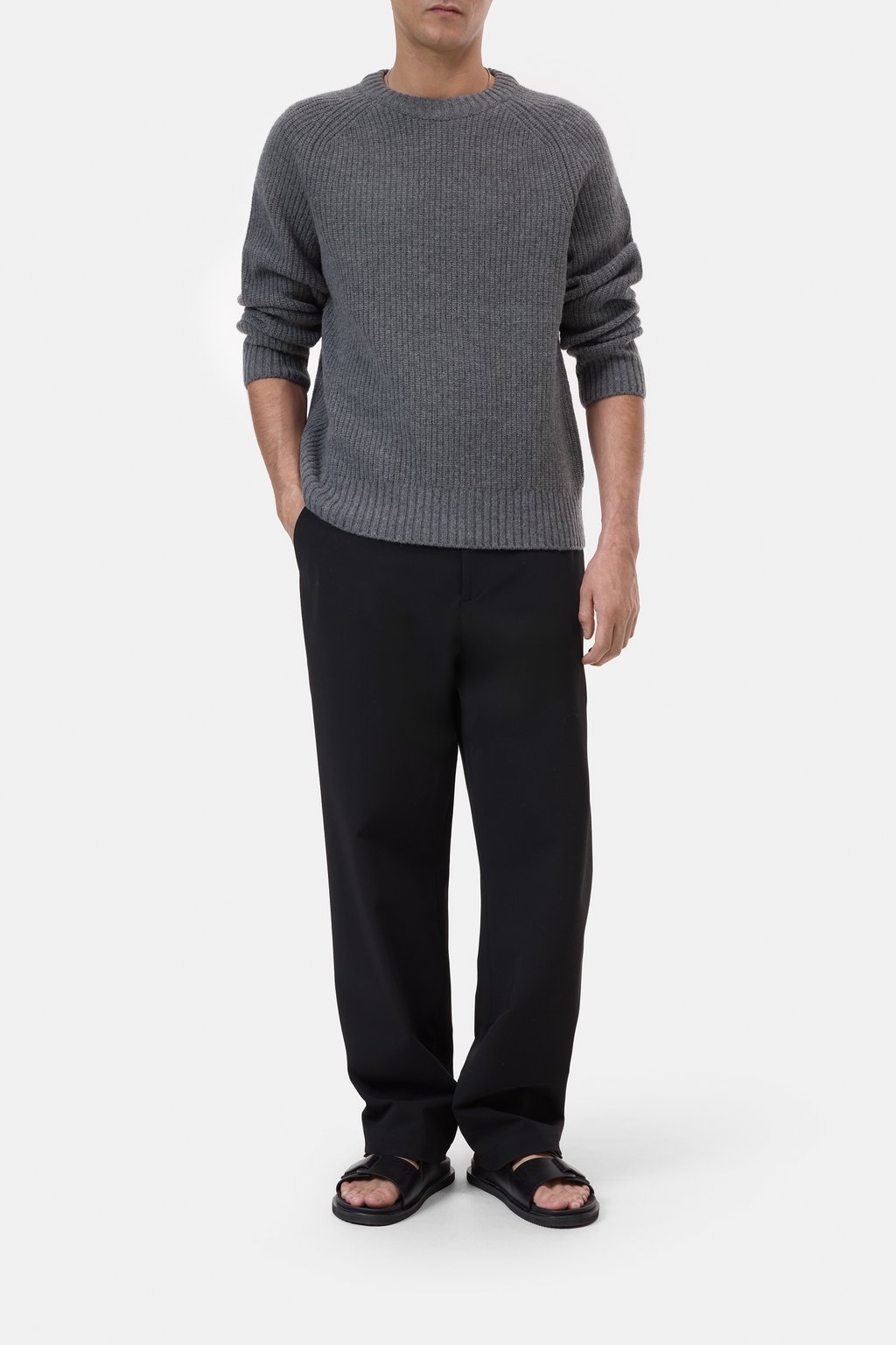 Gerippter Strickpullover aus reiner Wolle