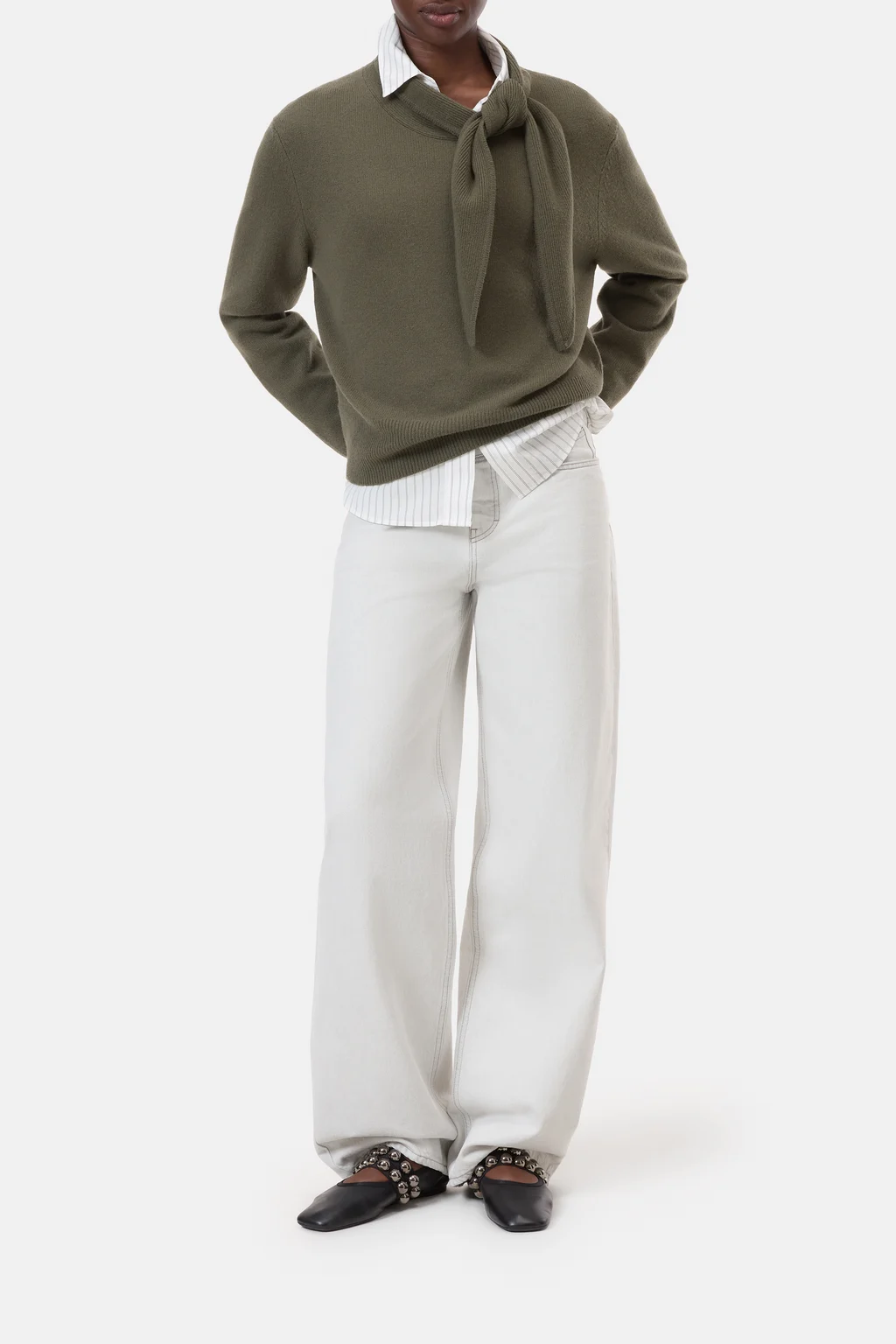 Woll-Pullover mit Schalkragen