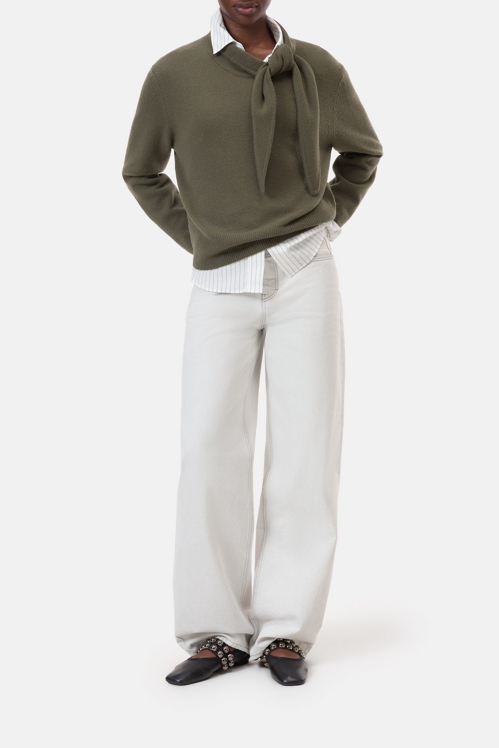 Woll-Pullover mit Schalkragen