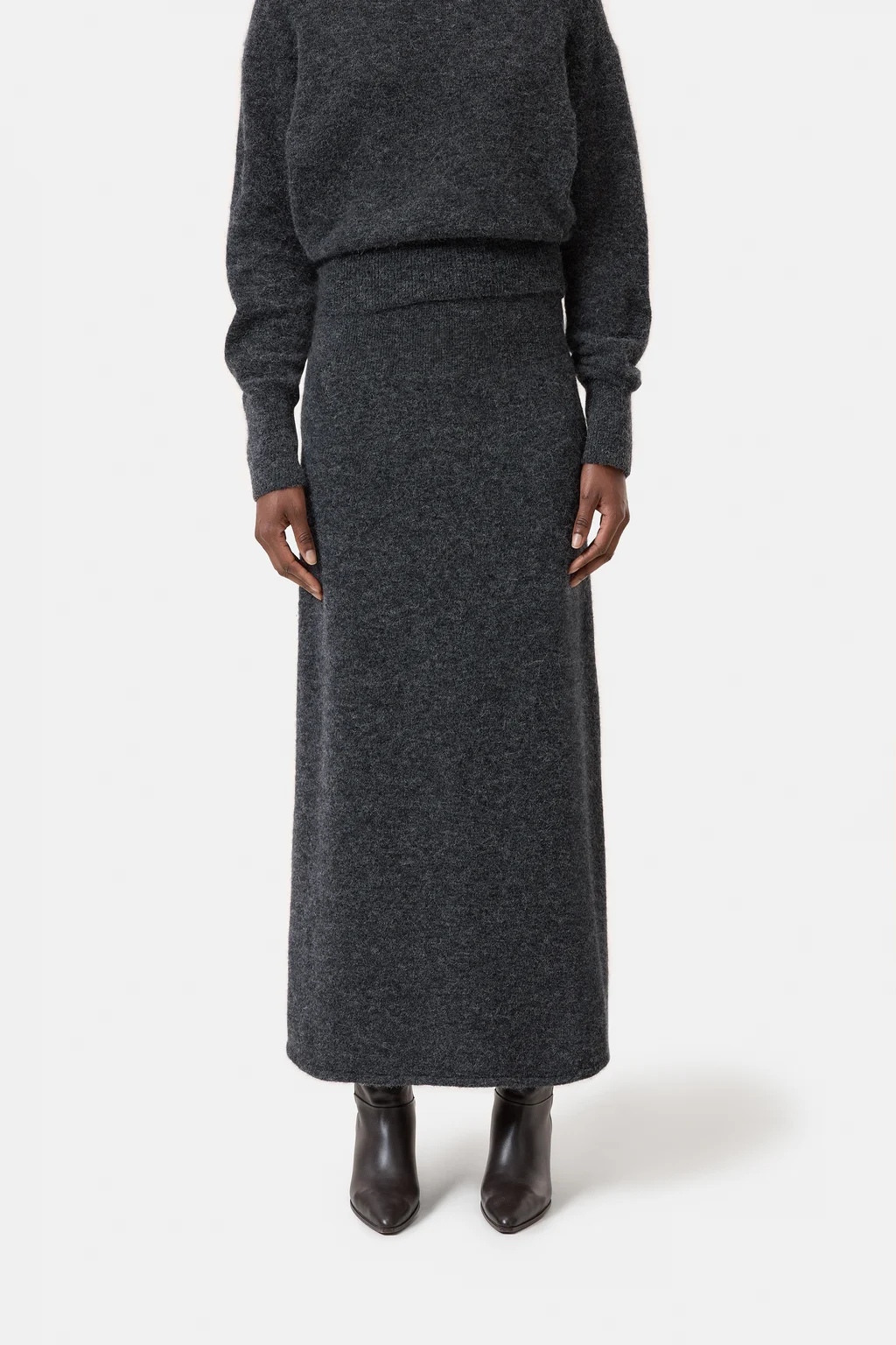 Langer Strickrock aus Alpaka-Wollmix