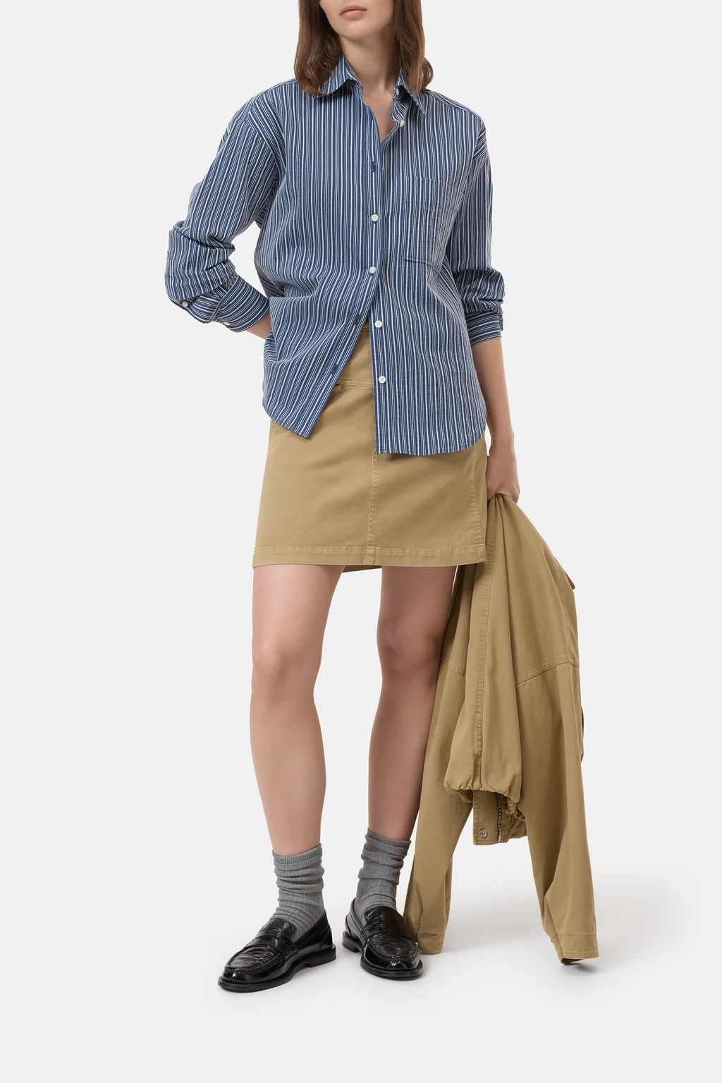 Oversized Baumwollhemd mit Streifen