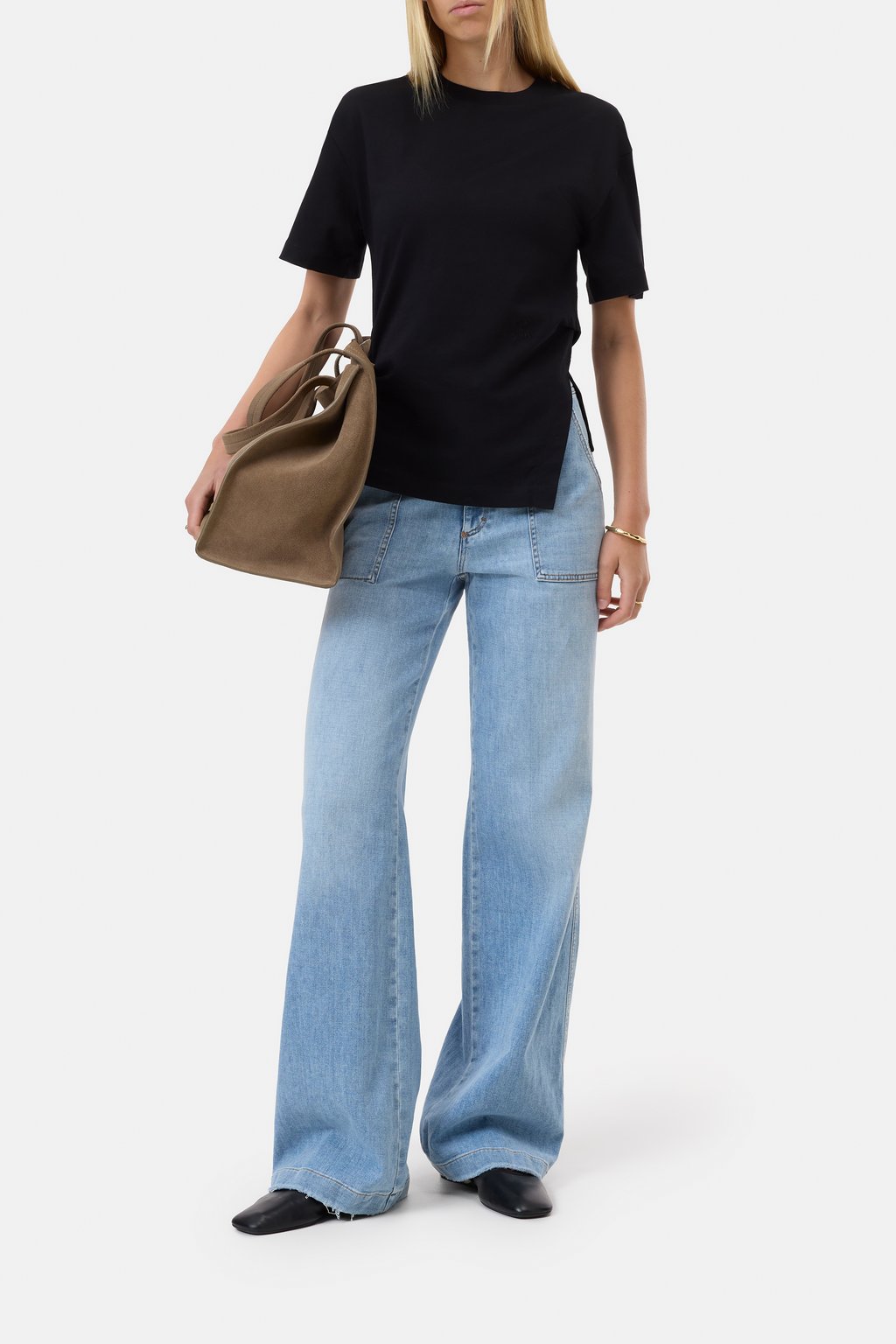 Drapiertes T-Shirt aus Bio-Baumwolle