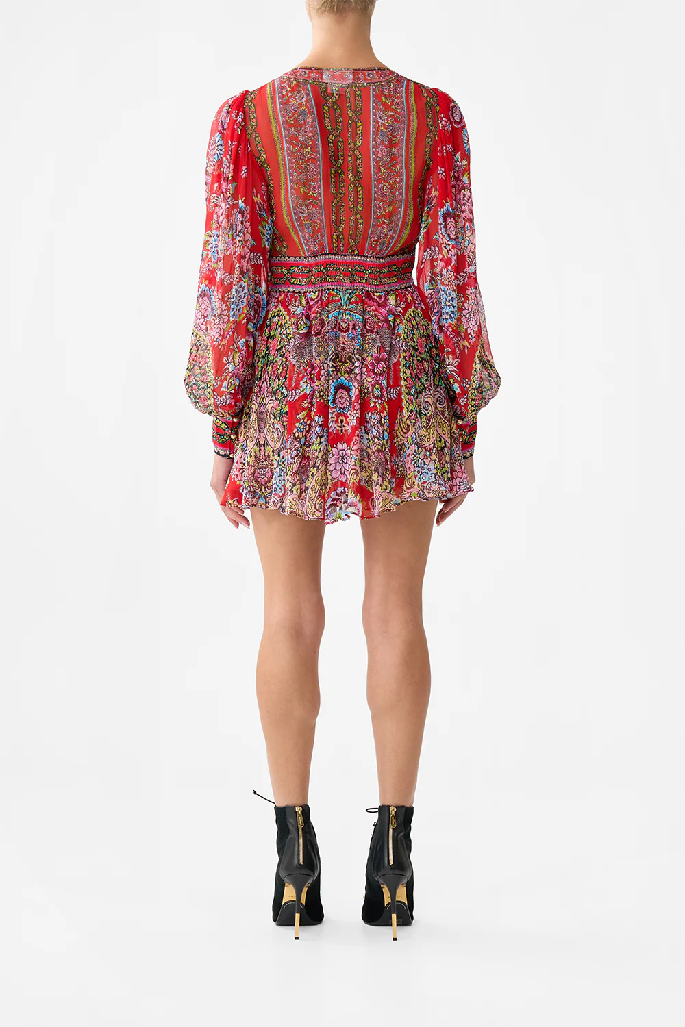 SHORT DRESS WITH BLOUSON SLEEVE ARTISANS OF ANATOLIA