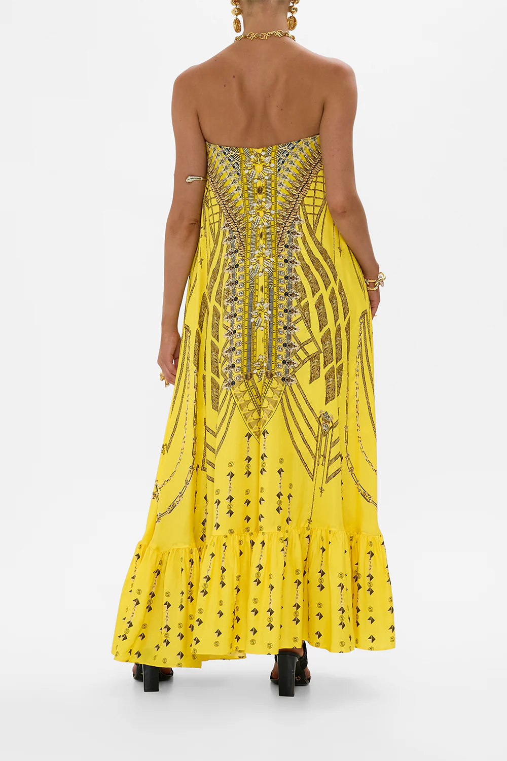 STRAPLESS MAXI WITH RUFFLE HEM SHRINE OF SUNSHINE