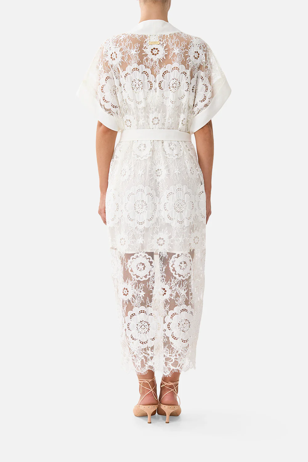 V NECK KAFTAN WITH TIE WAIST CREAM LACE I LEFT MY HEART IN GRANADA