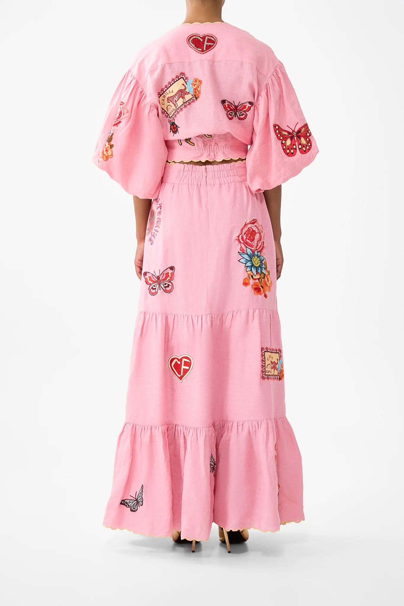 TIE FRONT PUFF SLEEVE TOP COLLAGE KINGDOM