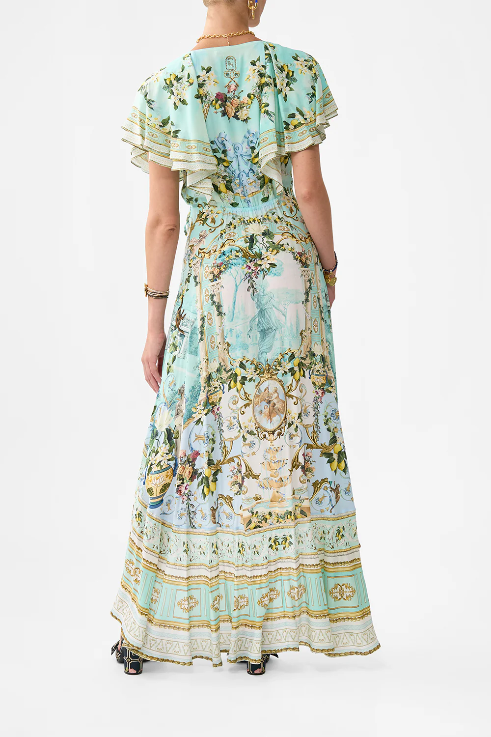 FRILL SLEEVE LONG DRESS VENUS ON A VESPA