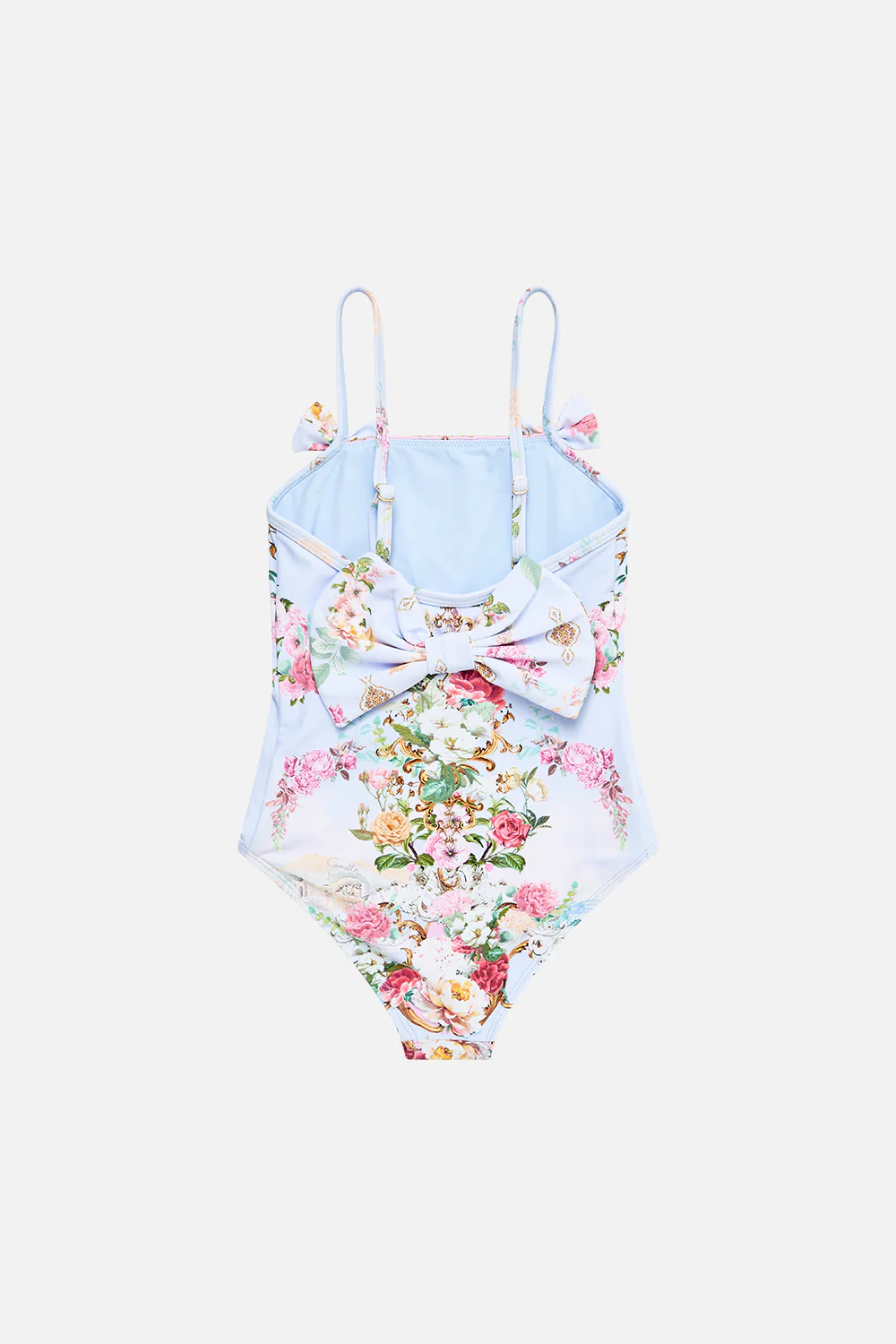 KIDS STRAIGHT NECK ONE PIECE WITH BOWS TILED IN TIME
