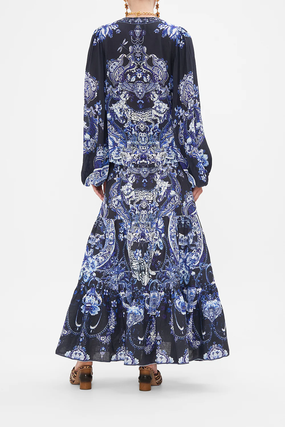 V-NECK BLOUSON SLEEVE BLOUSE DELFT DYNASTY