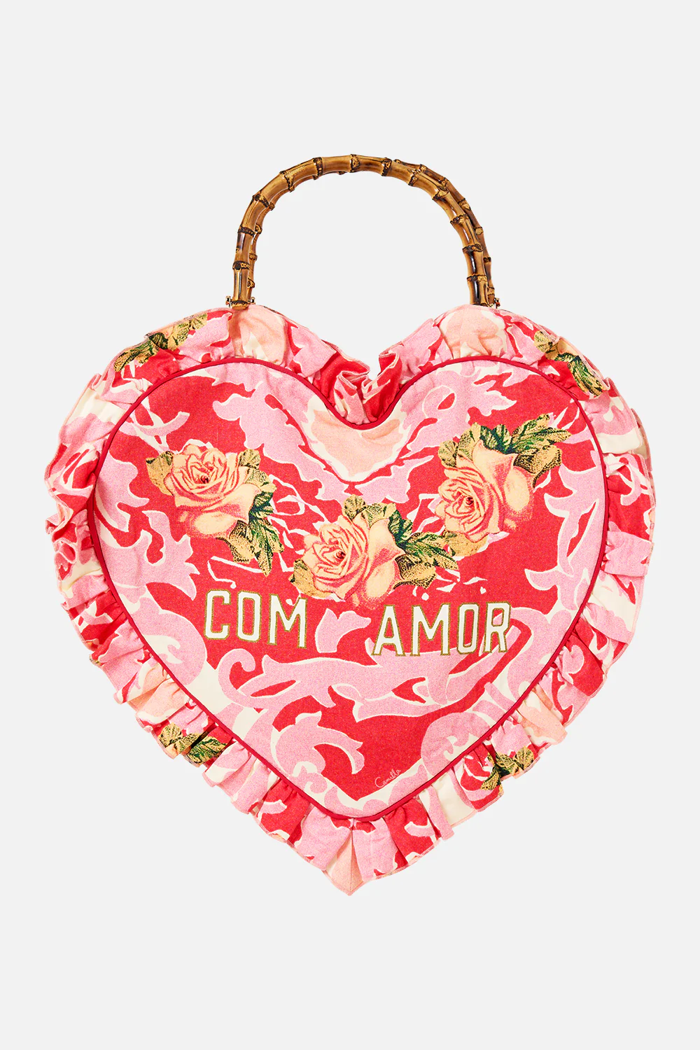 OVERSIZED HEART FRILL EDGE TOTE PINK PORTO