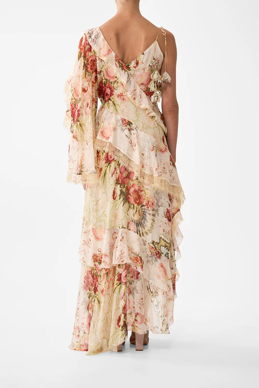 ASYMMETRIC SPLICED RUFFLE DRESS MEET ME AT THE MAJESTIC