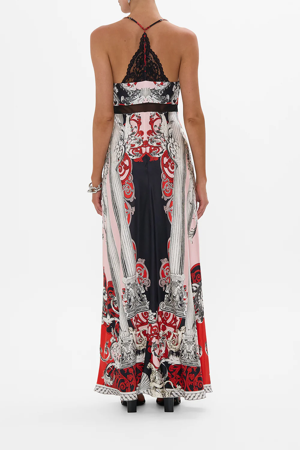 LACE SPLICE BIAS LONG DRESS MARK OF MEDUSA