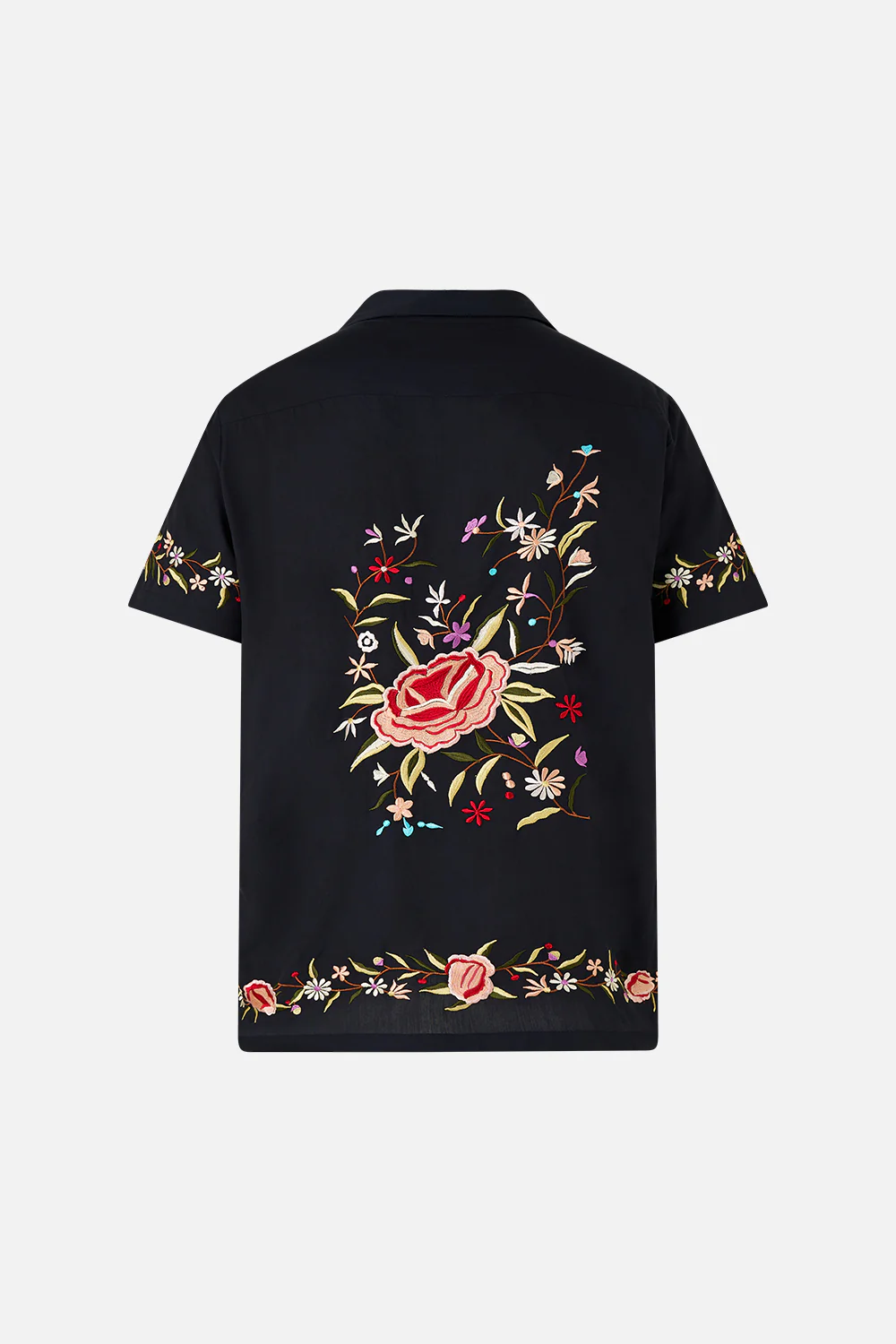 EMBROIDERED SHORT SLEEVE CAMP COLLARED SHIRT DAUGHTERS OF DUENDE