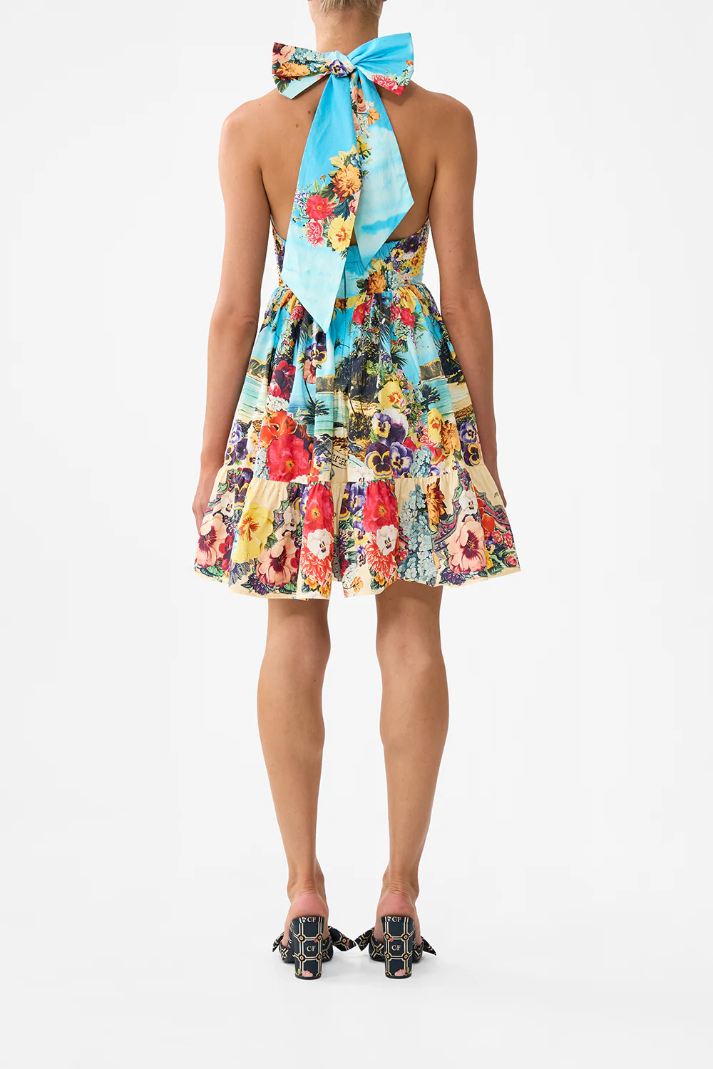 RUFFLE HEM HALTER SHORT DRESS BATHING BOMBSHELL