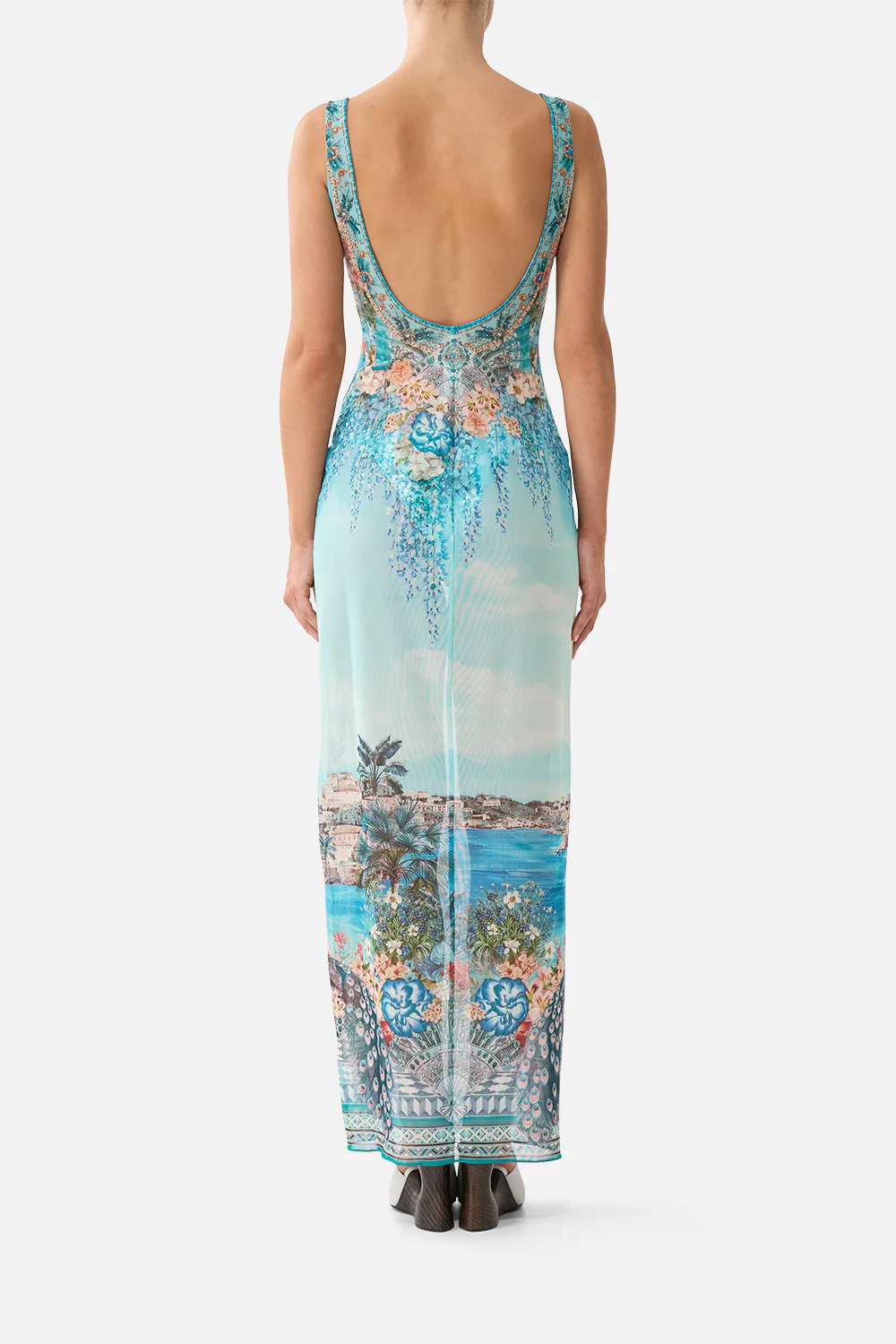 SQUARE NECK BEACH MAXI DRESS WITH LOW BACK BALEARIC BEBÉ