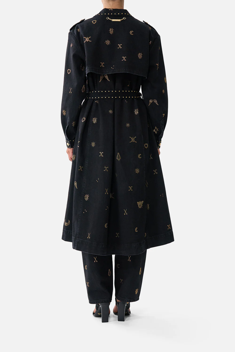 HEIRLOOM EMPIRE LONGLINE BELTED TRENCH COAT DENIM